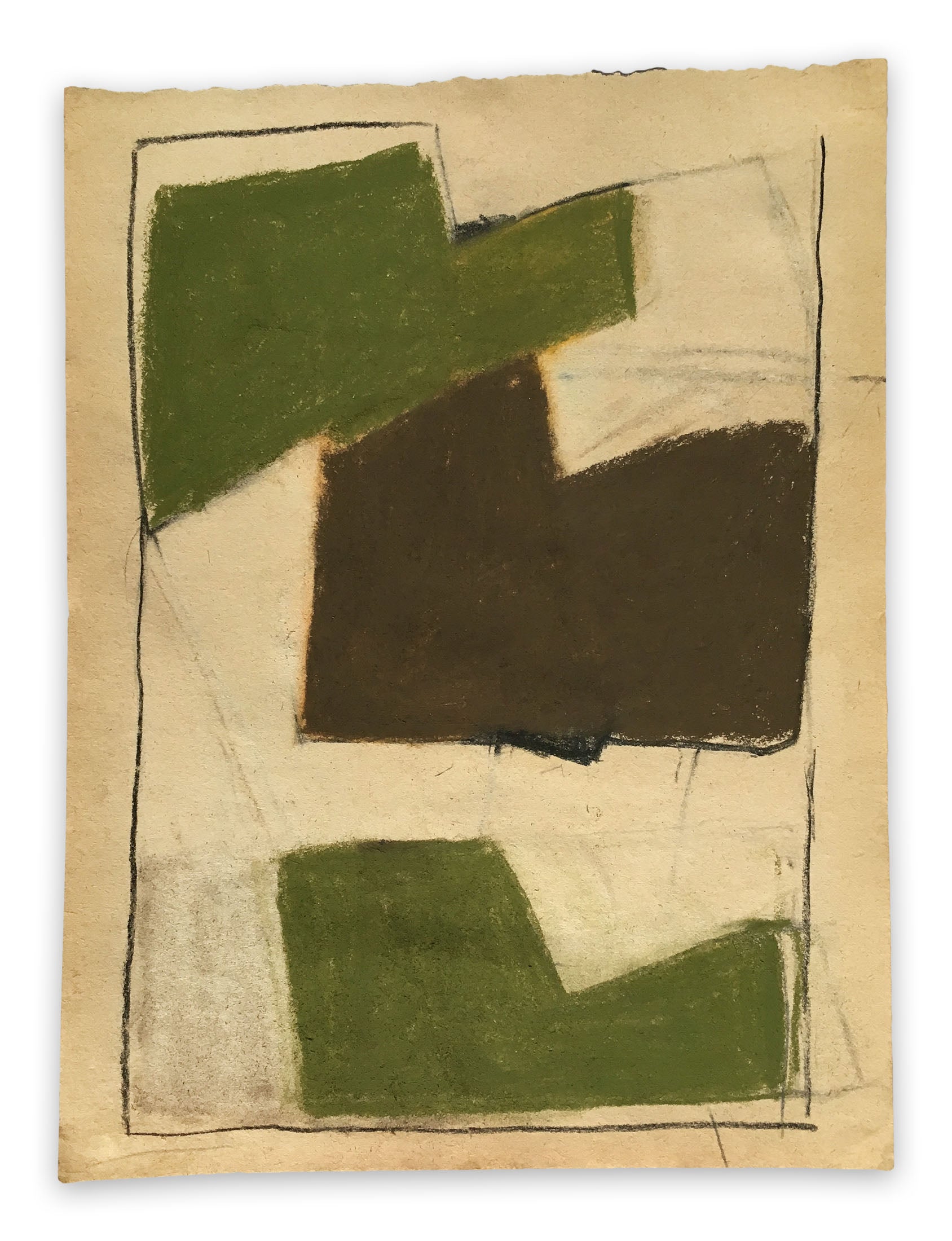 A piece of paper with a green and brown design on it.