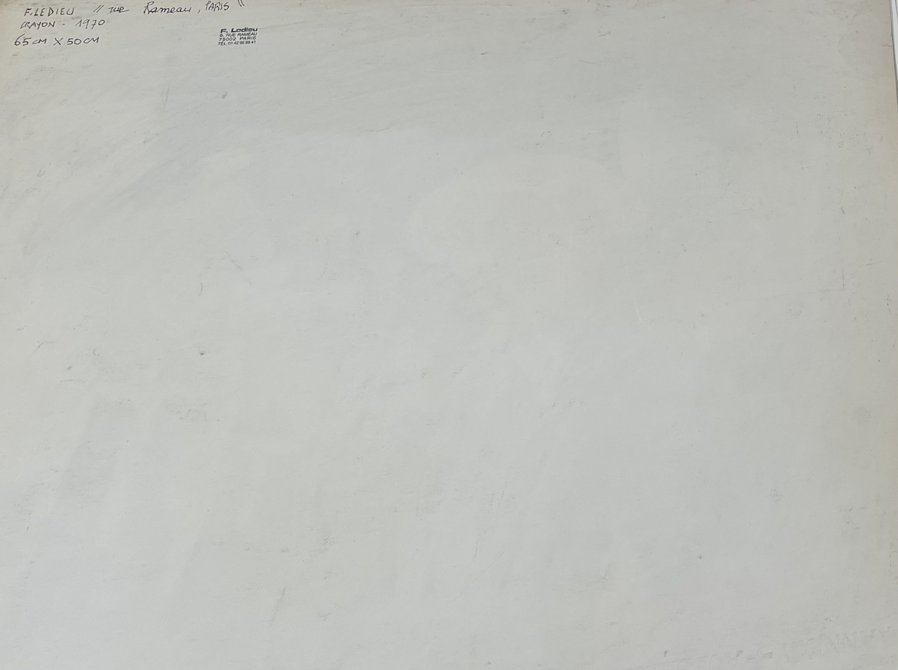 A drawing of a group of people standing in front of a store.