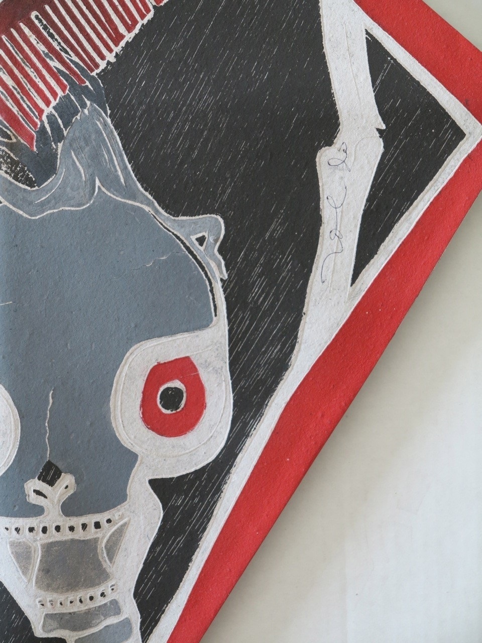 Artwork by Francisco Toledo, Calavera con peine rojo, Made of Watercolor, With Stencil Print, On Hand Made Paper 