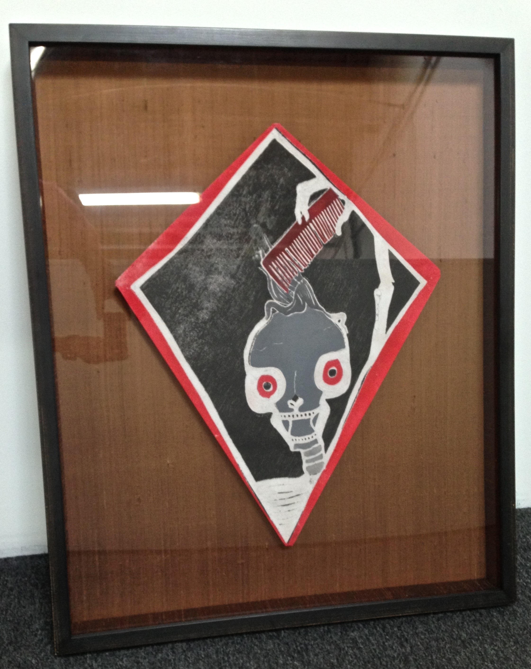 Artwork by Francisco Toledo, Calavera con peine rojo, Made of Watercolor, With Stencil Print, On Hand Made Paper 