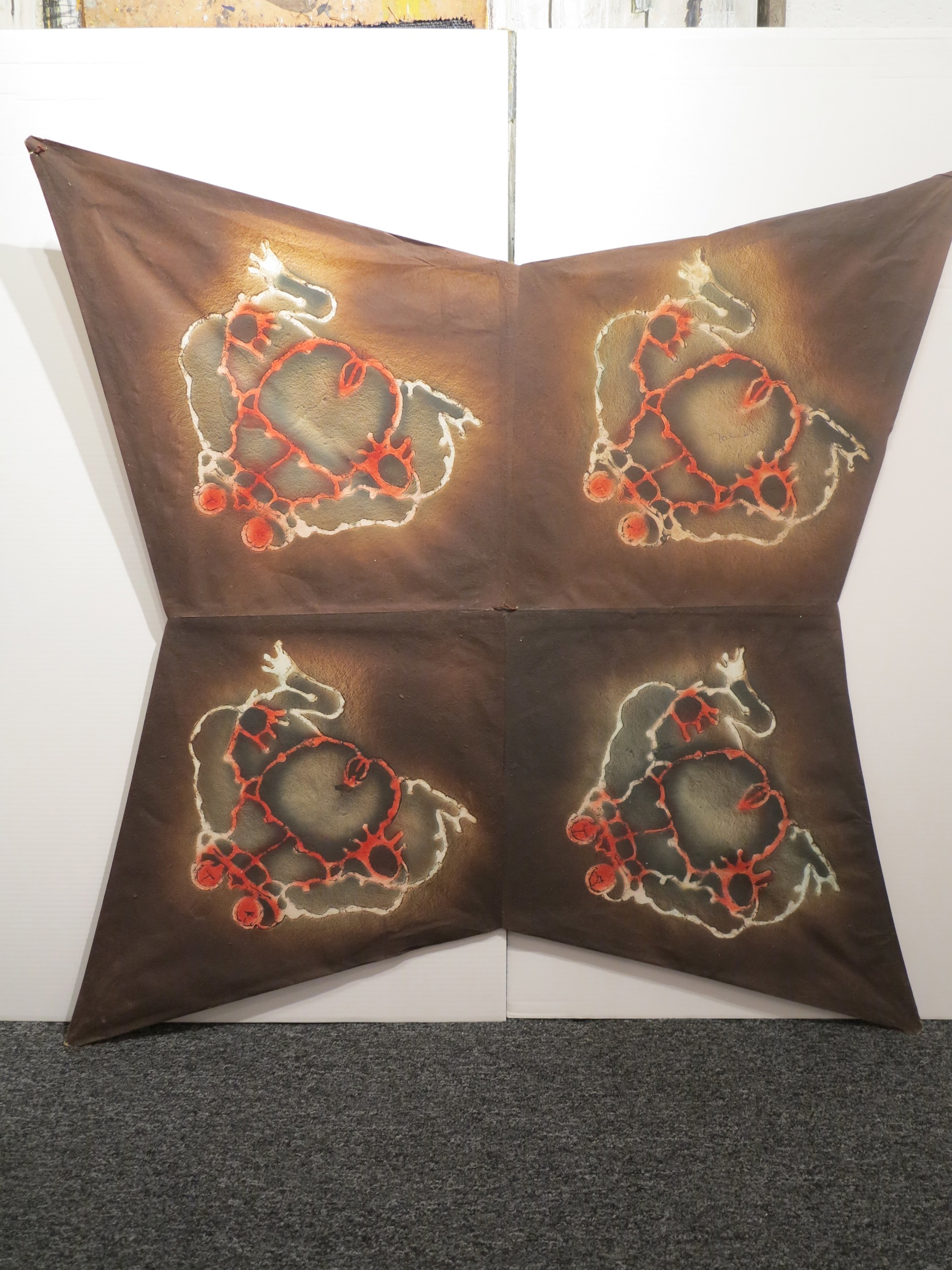 Quattro ranas - hand painted, and signed on the front by Francisco Toledo, null