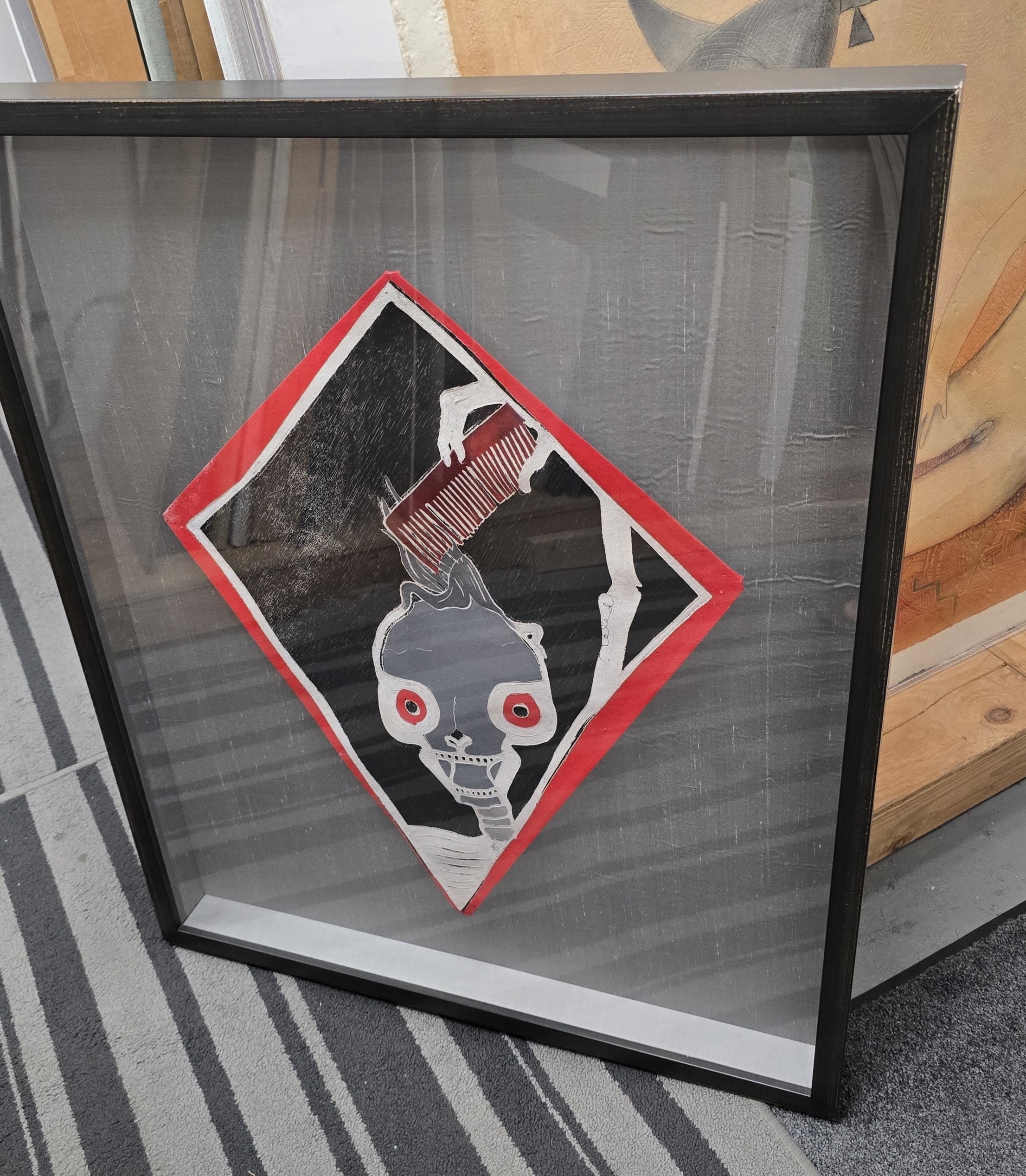 Artwork by Francisco Toledo, Red comb kite, Made of Hand Painted Stencil Kite 