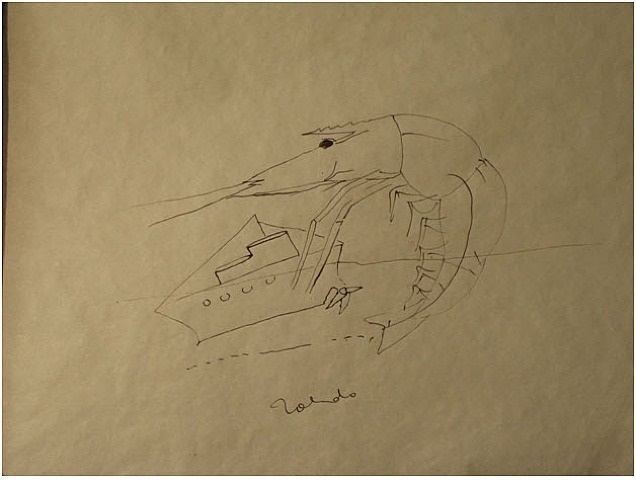 Shrimp and Boat by Francisco Toledo, 1974