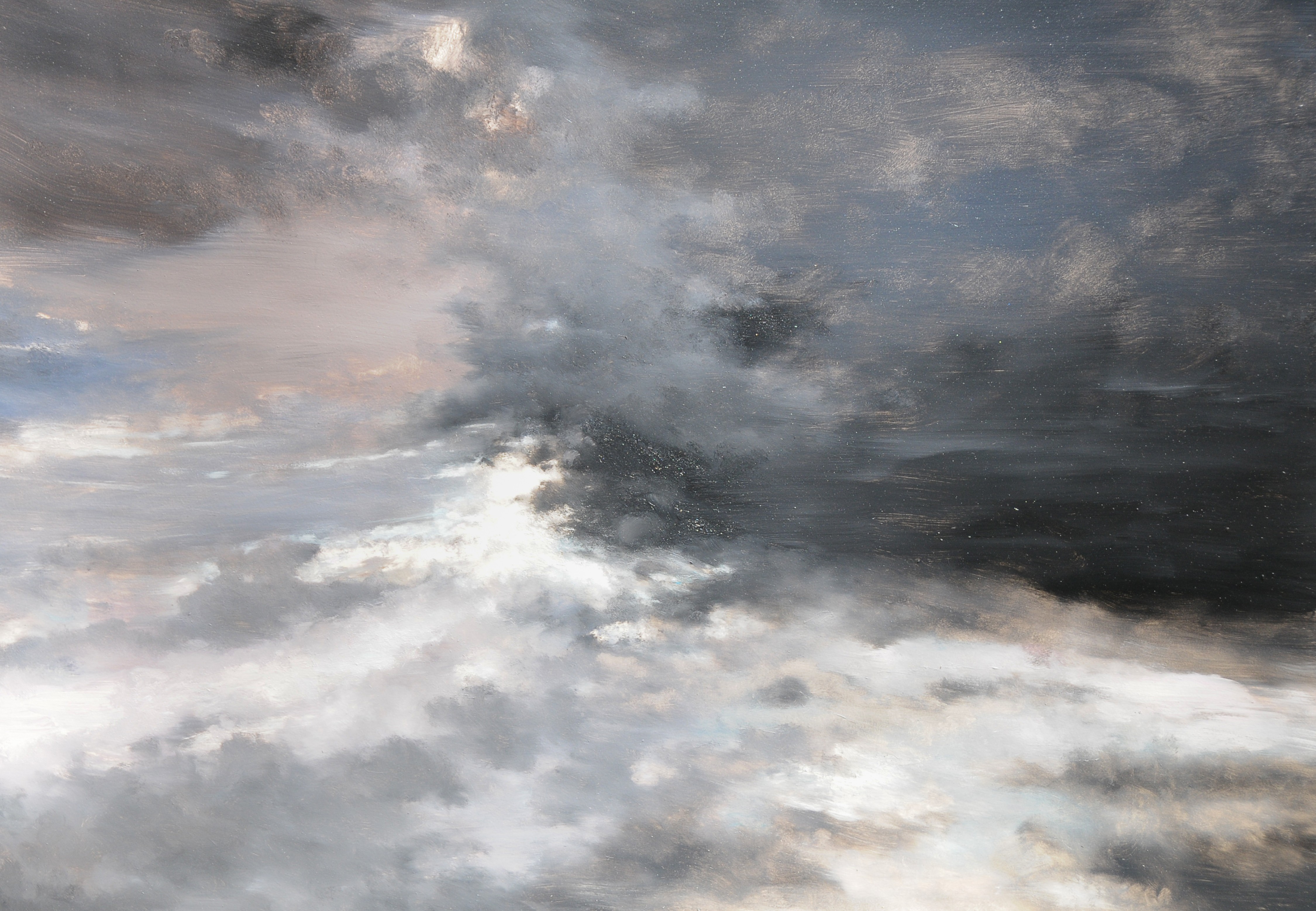 A painting of a cloudy sky with a few clouds in it.