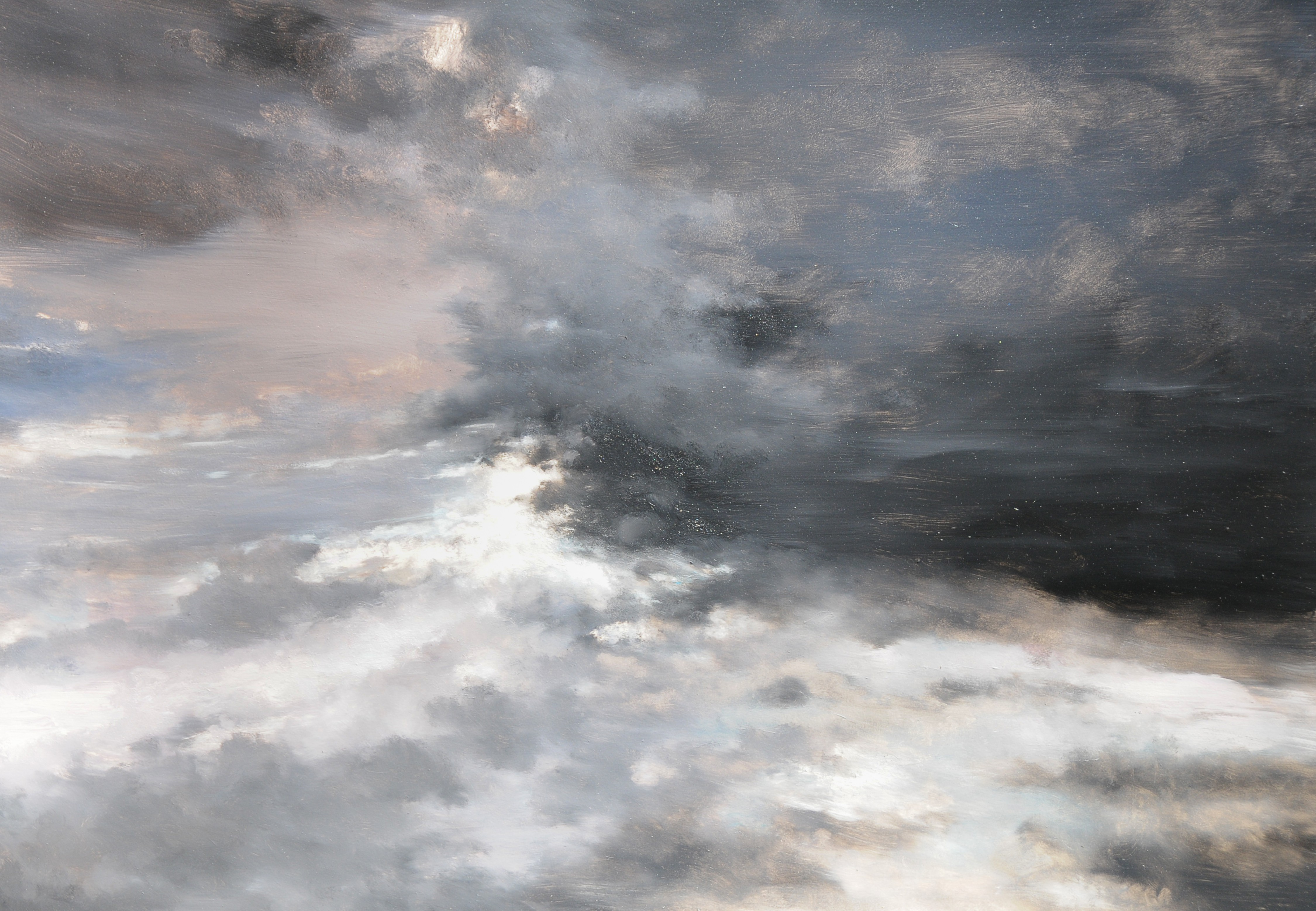 A painting of a cloudy sky with a few clouds in it.