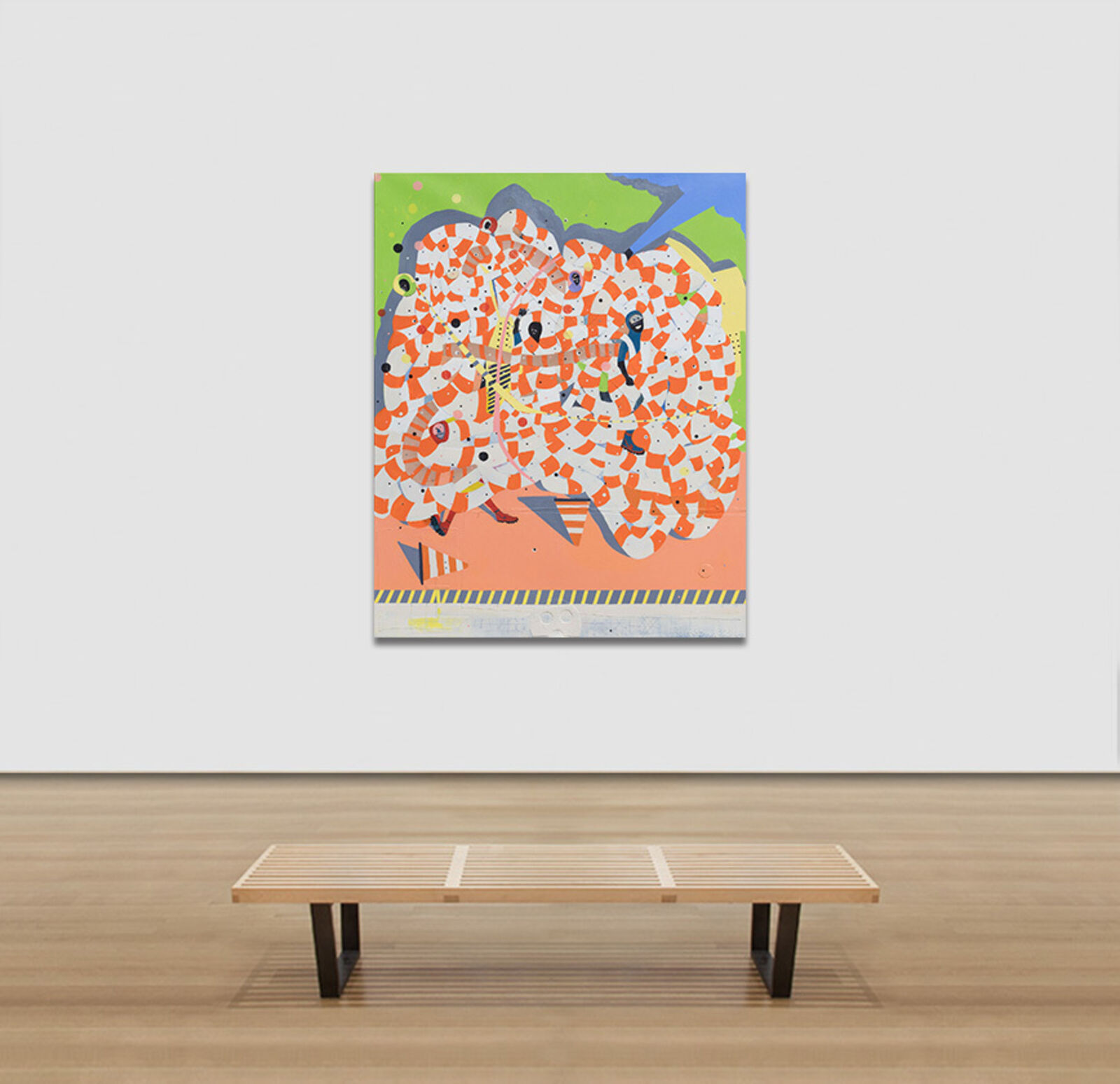 Artwork by Francks Francois Décéus, Mumbo Jumbo #5, Made of Acrylic, silkscreen, and collage on canvas 