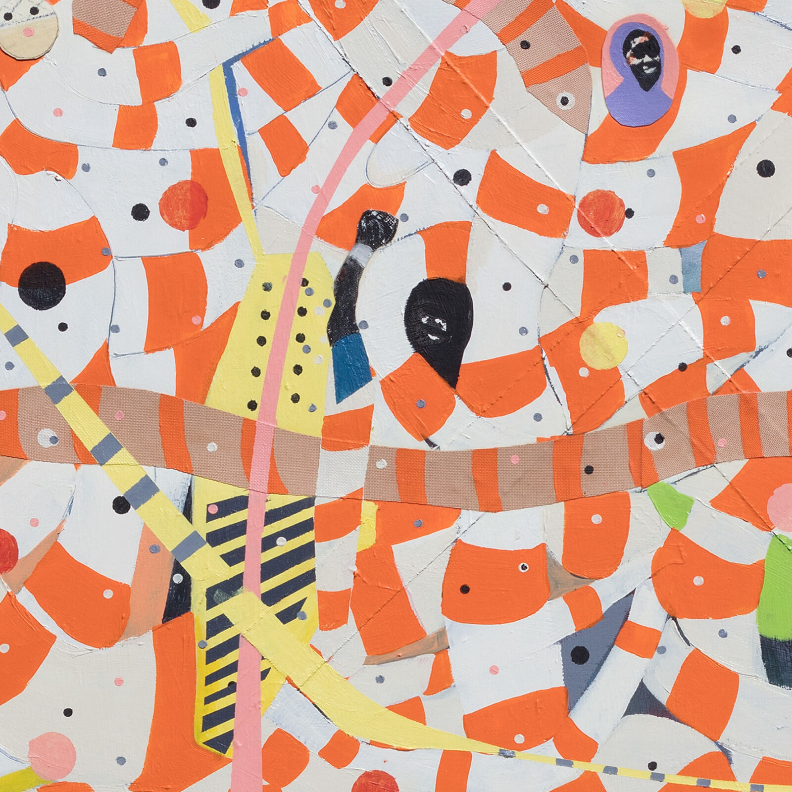 Artwork by Francks Francois Décéus, Mumbo Jumbo #5, Made of Acrylic, silkscreen, and collage on canvas 