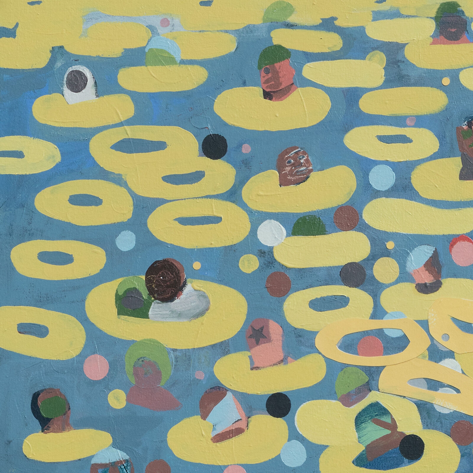 Artwork by Francks Francois Décéus, Spring Break Afternoon #2, Made of Acrylic Paint and Collage on Canvas 