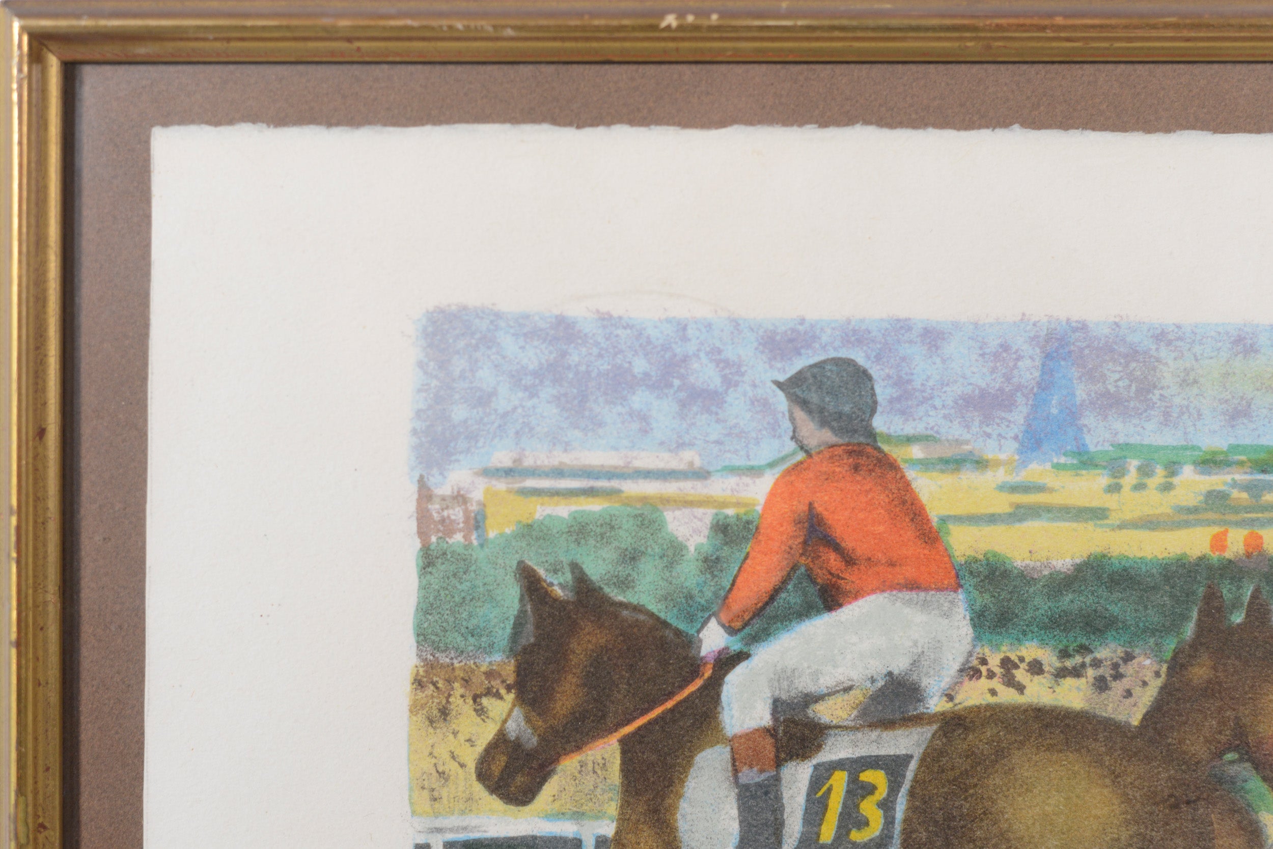 Artwork by François Gall, Horse races at Auteuil - Lady with hat, Made of Lithograph 
