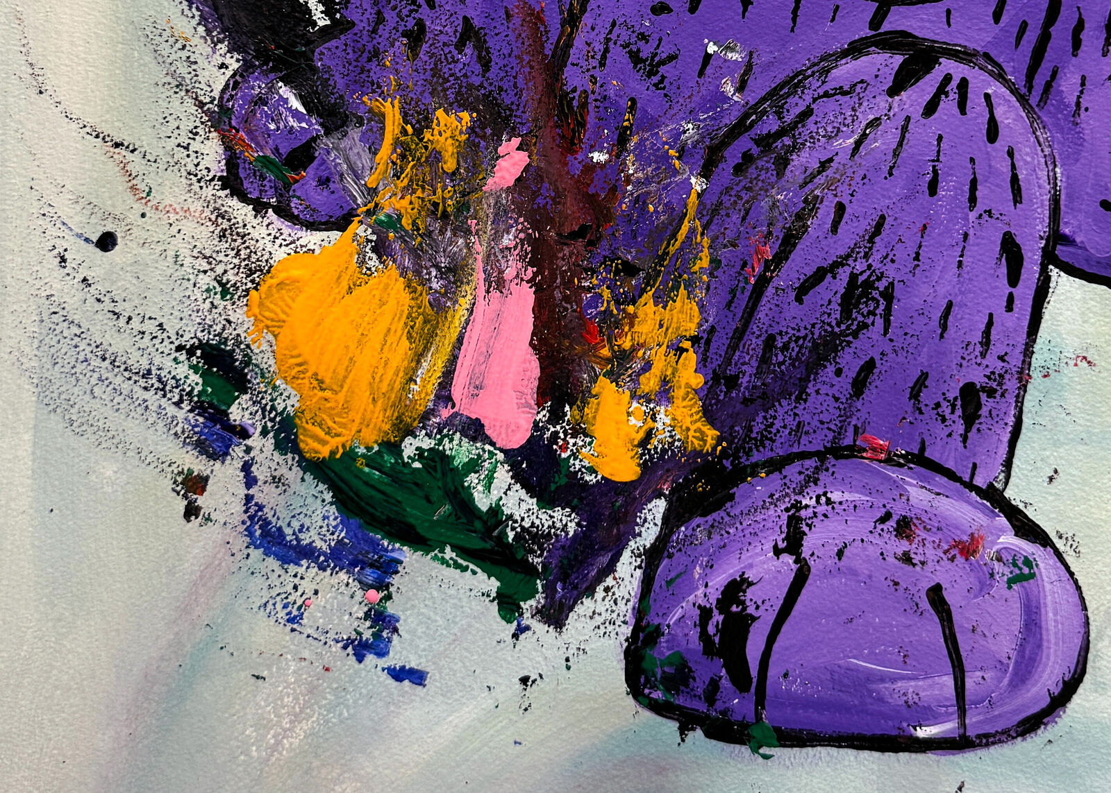 A painting hanging on a wall in a room.