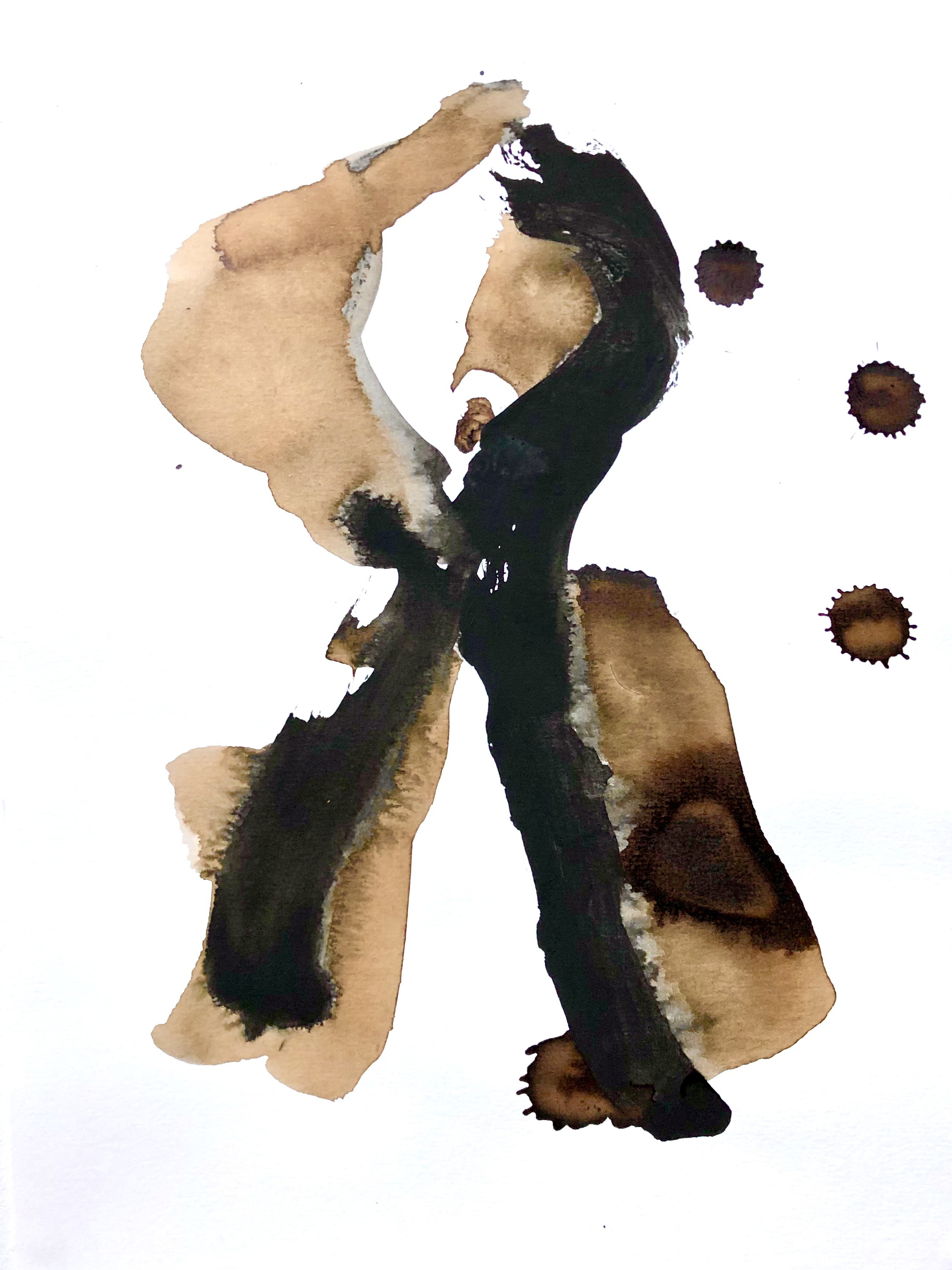 A watercolor painting of a black and brown letter X.