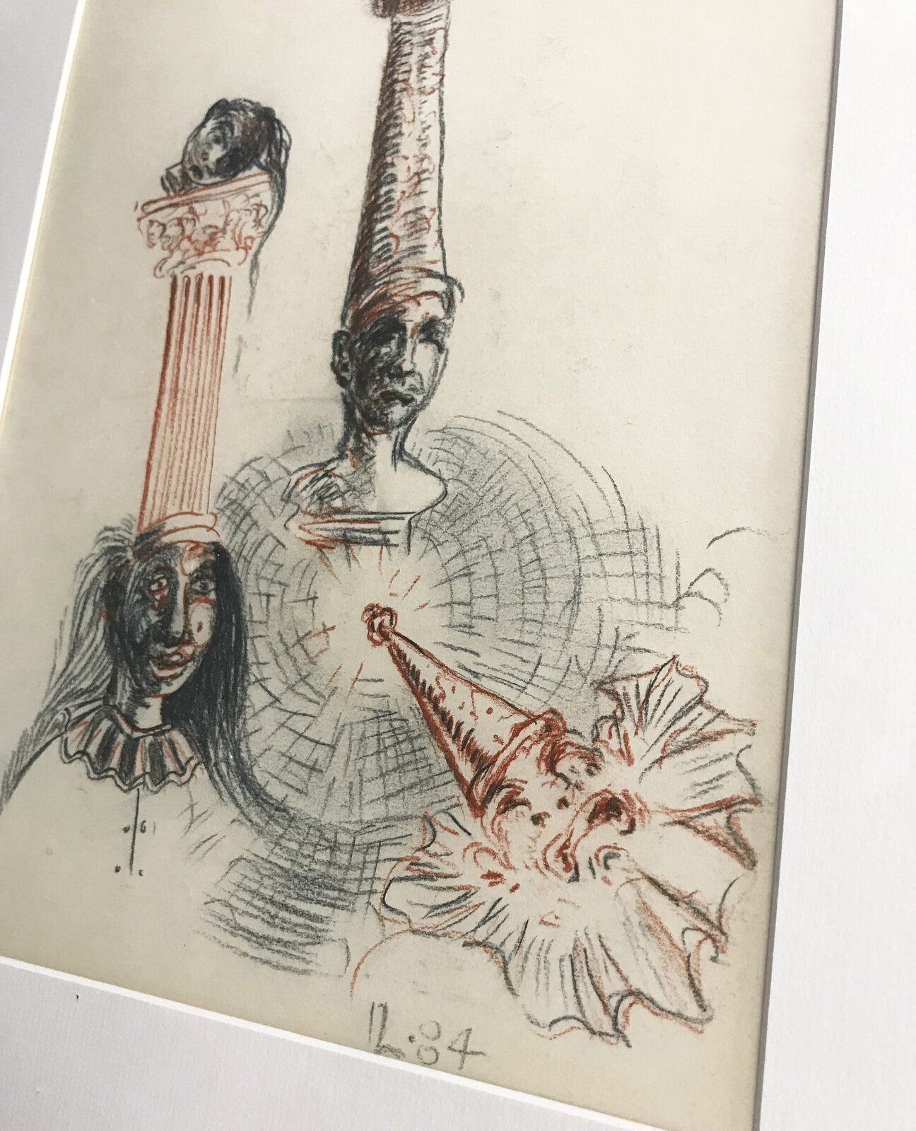 Artwork by George Condo, Untitled (Two Heads), Made of Conte Crayon On Paper 