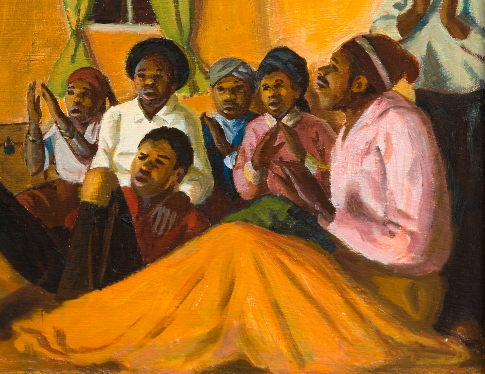 Artwork by George Pemba, The Rehearsal: Umbhorho, Made of Oil on board 