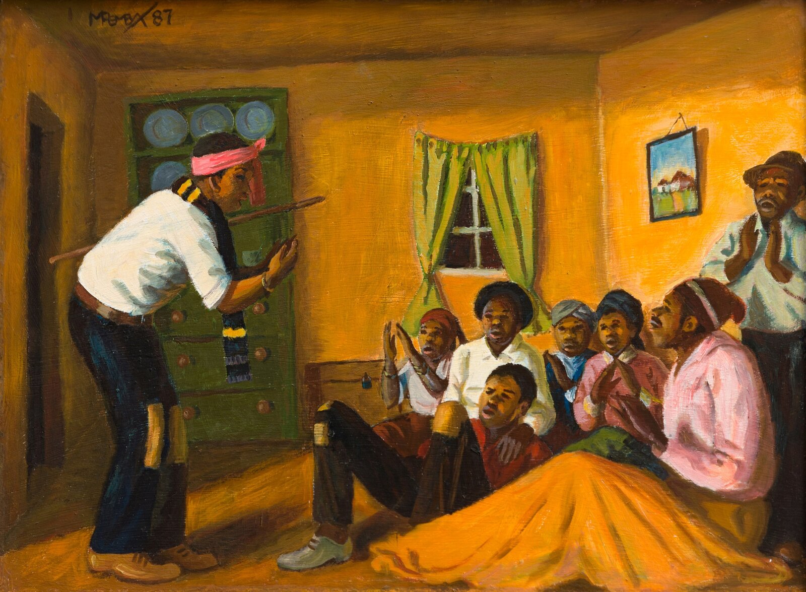 Artwork by George Pemba, The Rehearsal: Umbhorho, Made of Oil on board 