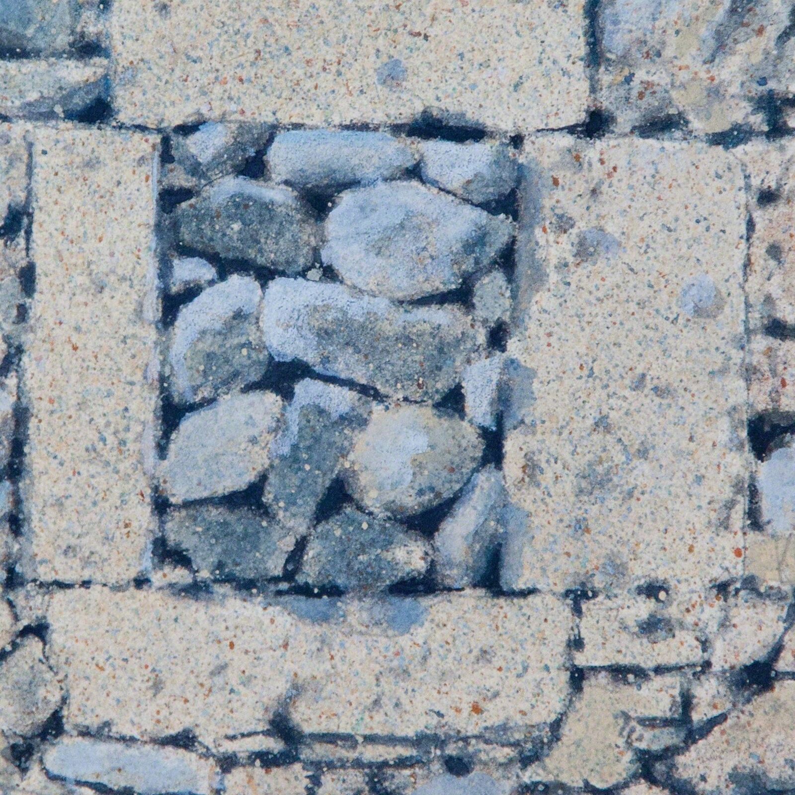 Artwork by George Tzannes, Ancient Rock Wall with Stone-filled Window, Made of Acrylic on Paper 