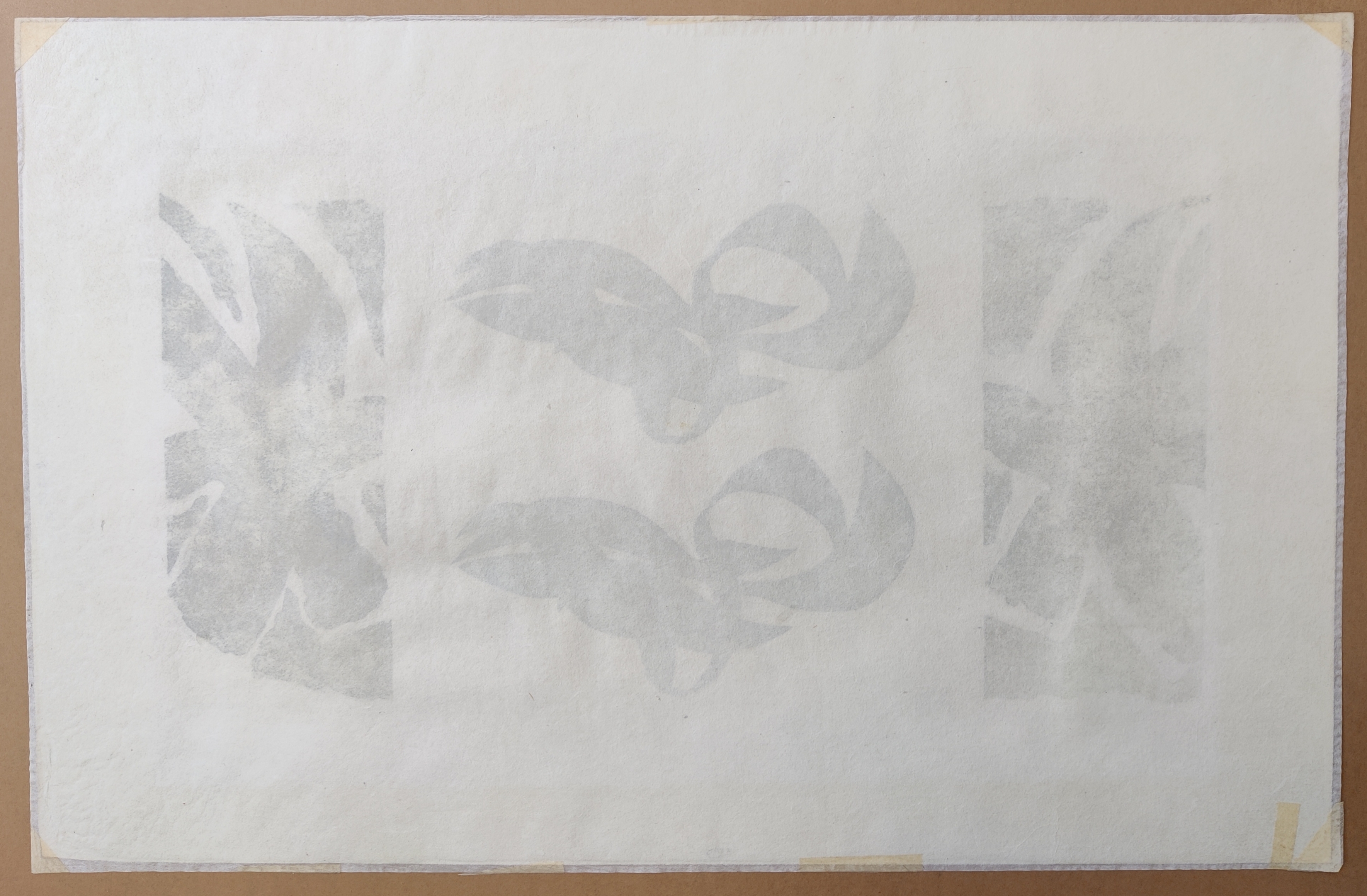 A blue and black print on a piece of paper.