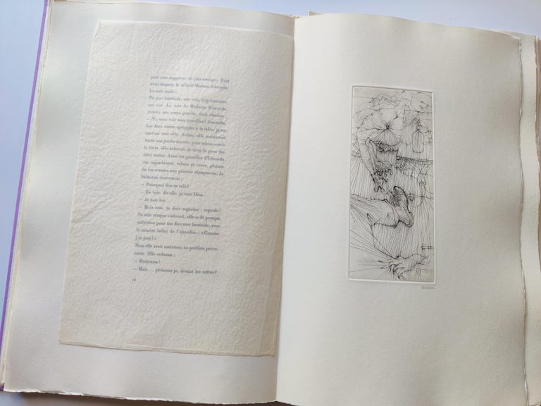 an open book with a drawing on it