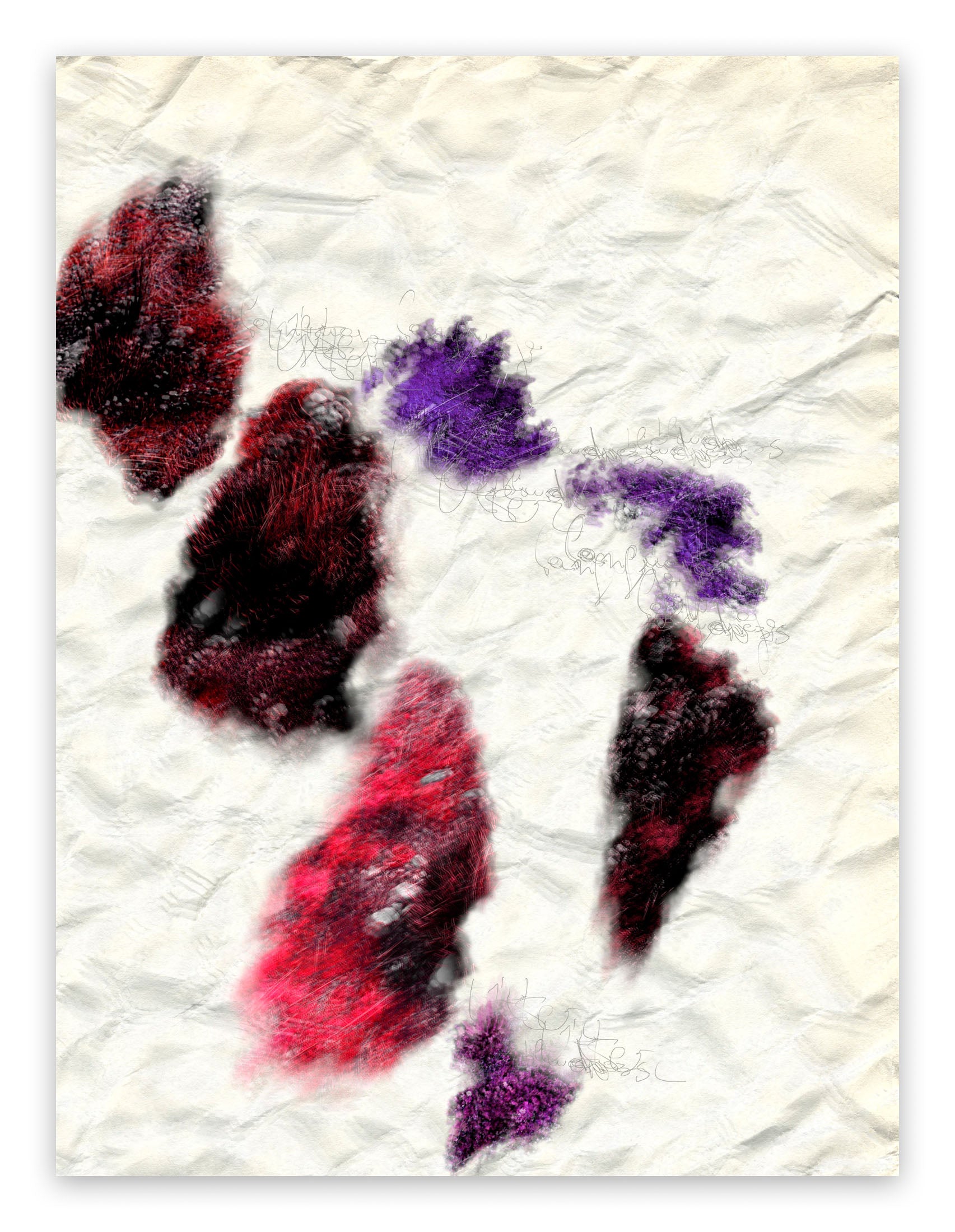 A piece of paper with a bunch of different colored paint splatters on it.