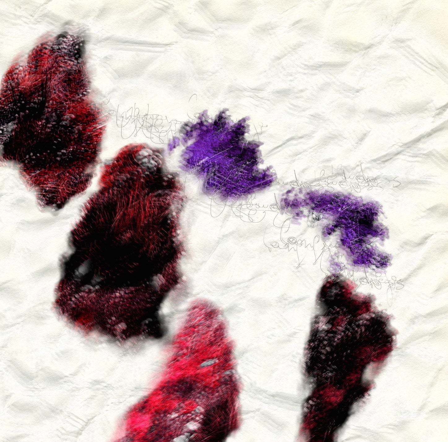 A piece of paper with a bunch of different colored paint splatters on it.