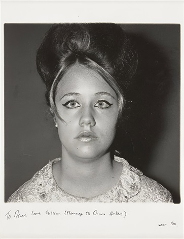 Artwork by Gillian Wearing, To Diane Love Gillian (Homage to Diane Arbus), Made of Black and white hand printed photograph on fibre paper 