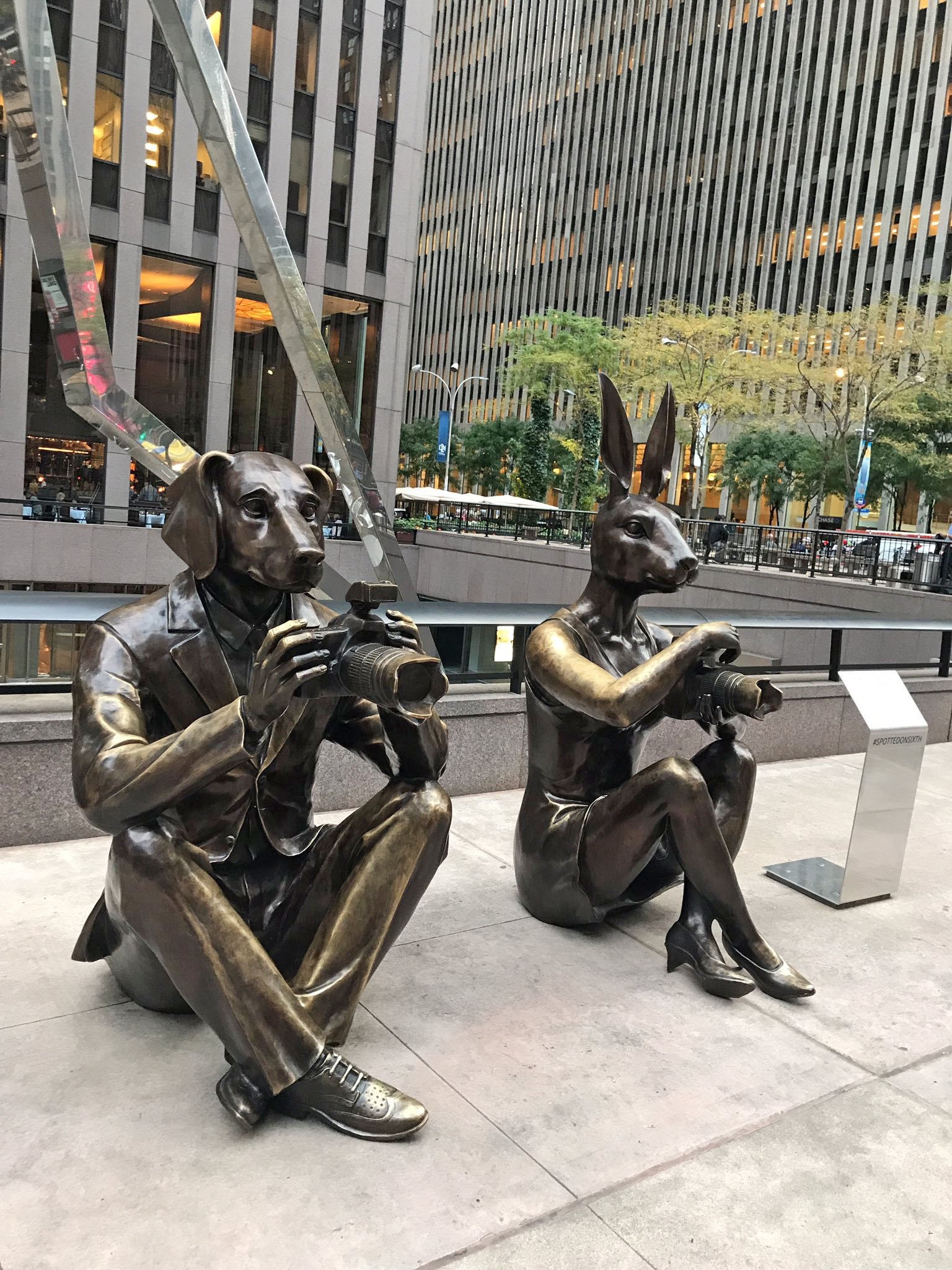 Paparazzi dogman and rabbitwoman by Gillie & Marc Schattner, 2016
