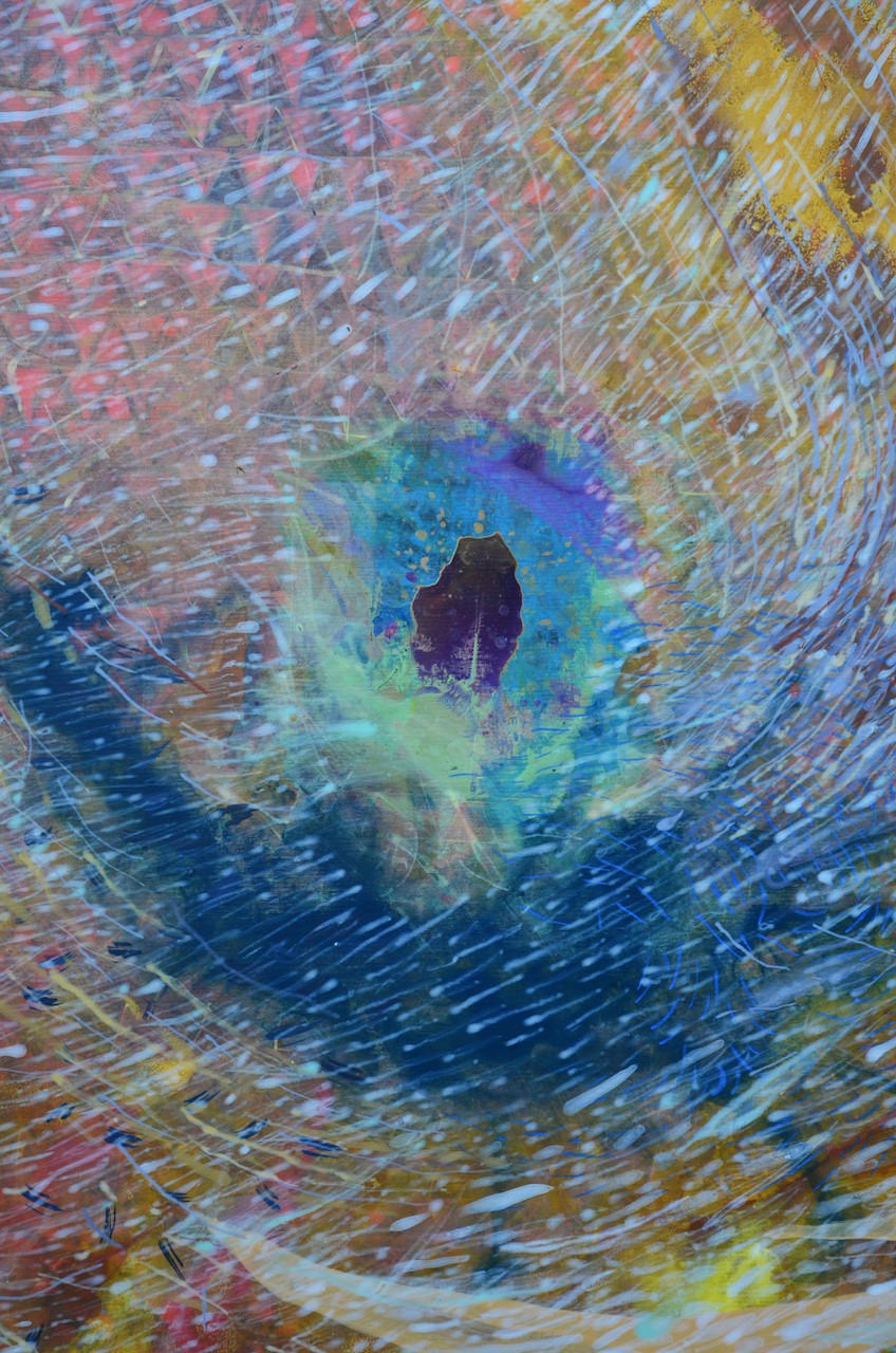 An abstract composition of swirling, colorful brushstrokes creating a dynamic and energetic visual experience.