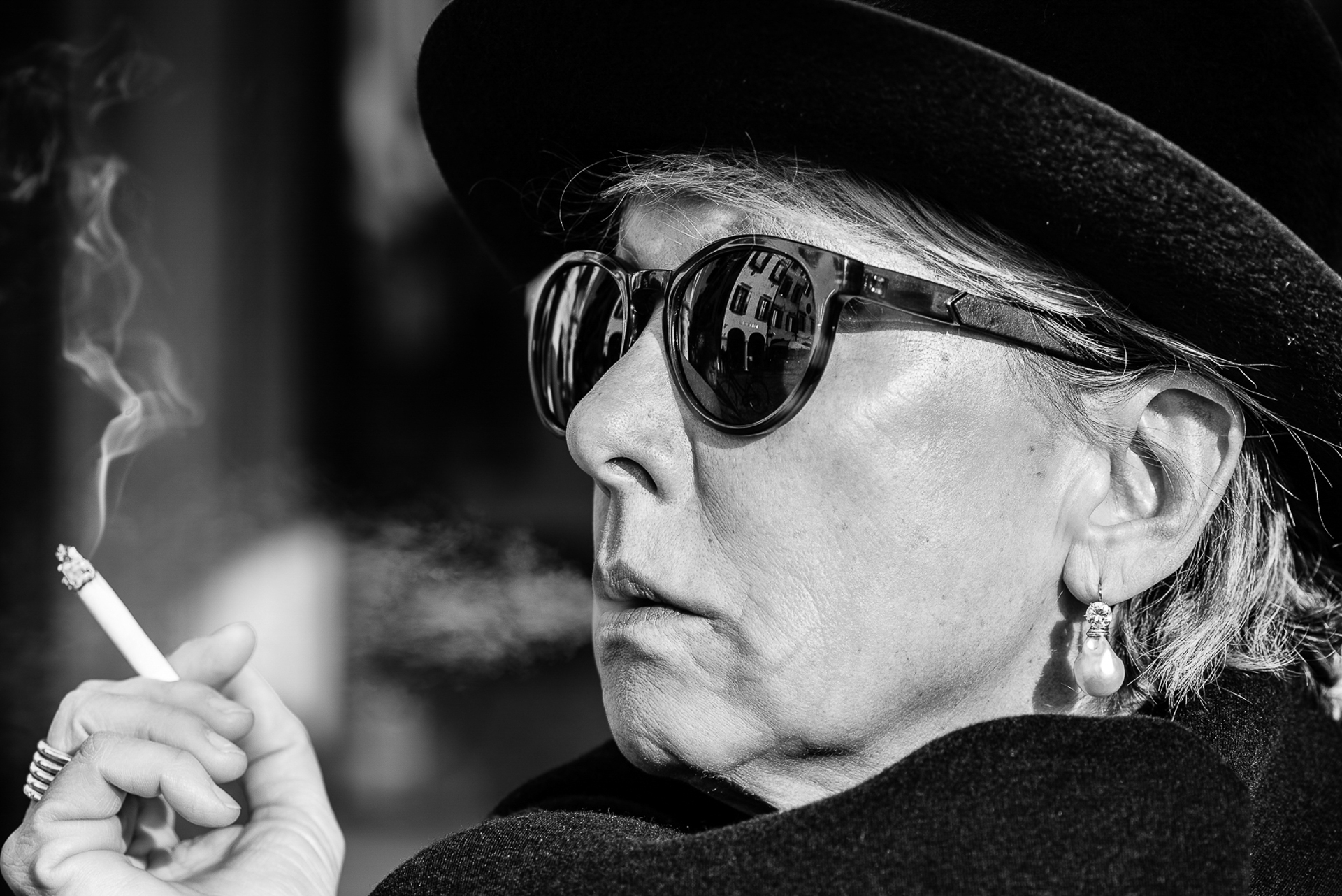 Lady smoking cigarette