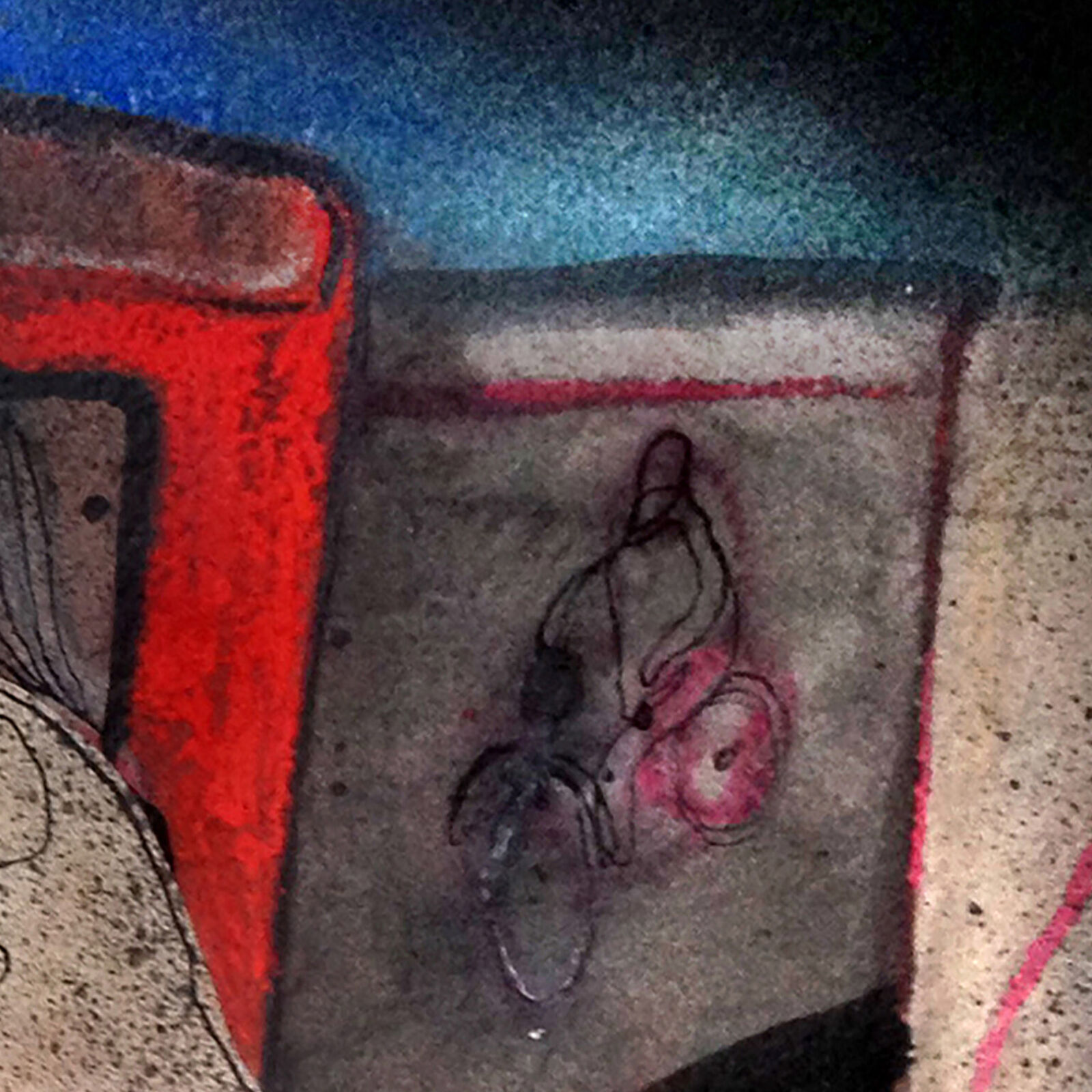 Artwork by Giuseppe Ragazzini, Fermata Bus, Made of Mixed Media and Digital Collage on Paper 