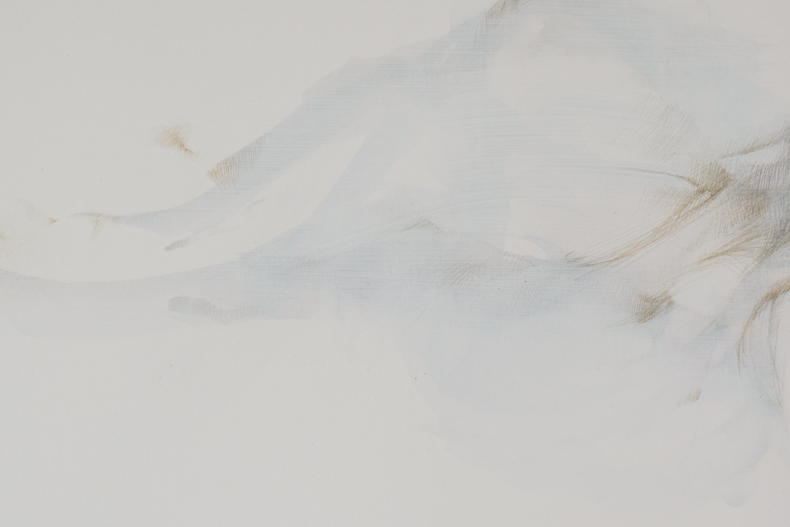 A drawing of a woman with her hair blowing in the wind.