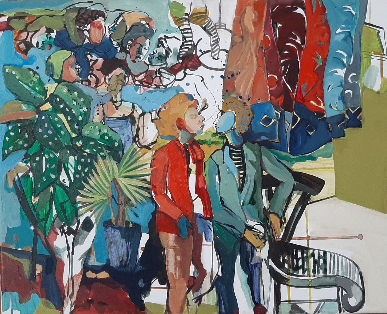 A painting of a group of people in a room.