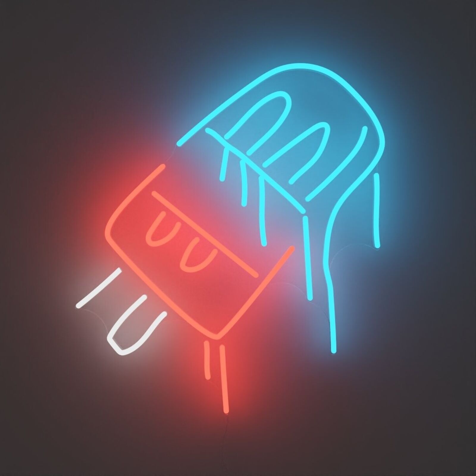 A neon sign with a jellyfish and a popsicle on it.