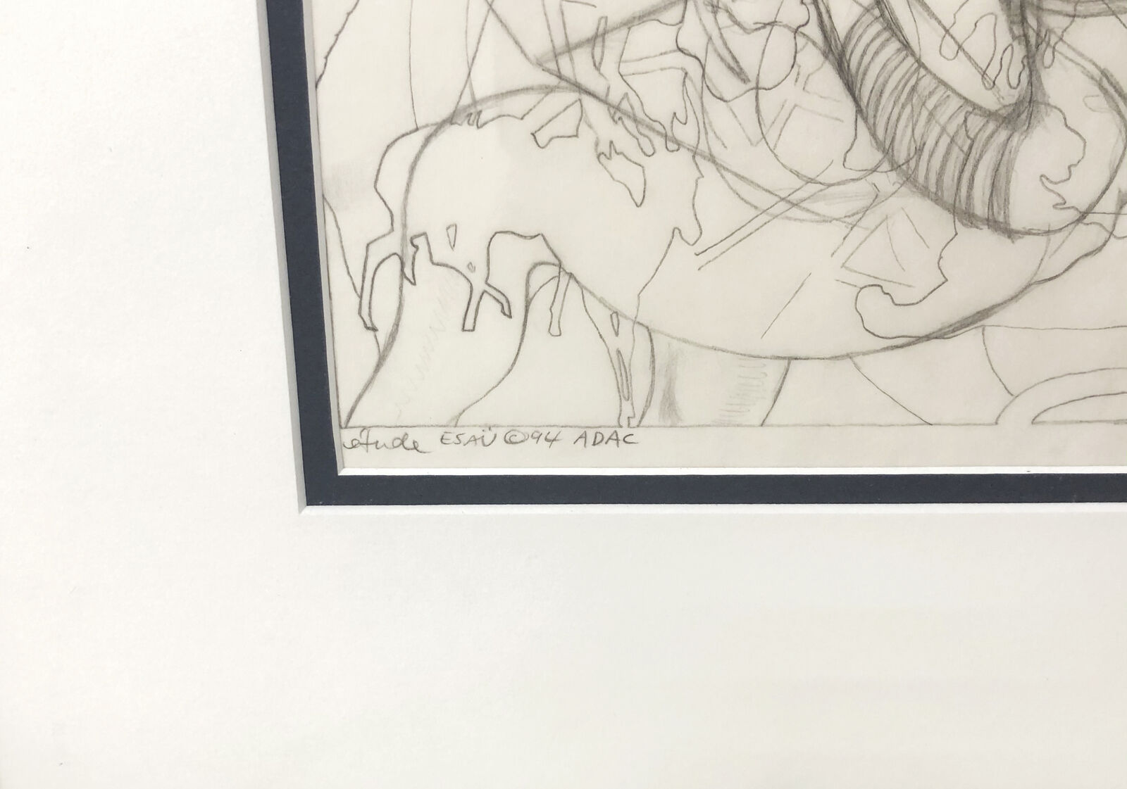 A drawing of a woman sitting on a rock in the woods.