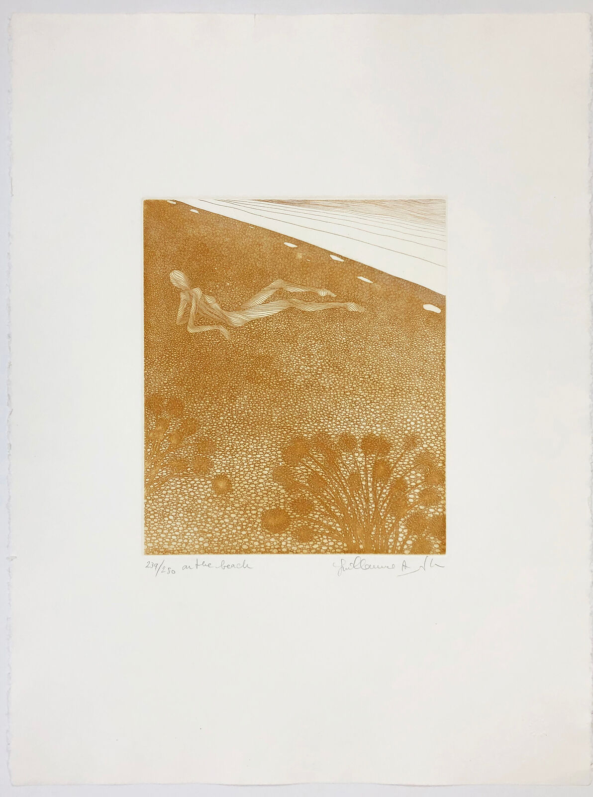Artwork by Guillaume A. Azoulay, ON THE BEACH, Made of Etching 