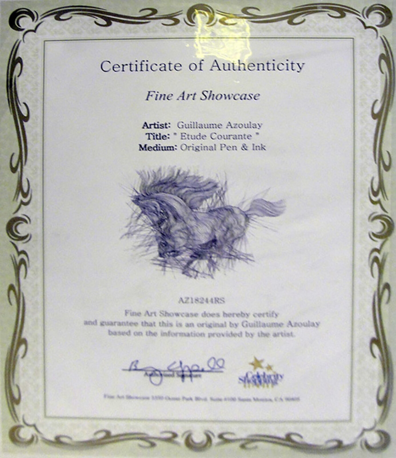 A drawing of a horse with red lines on it.