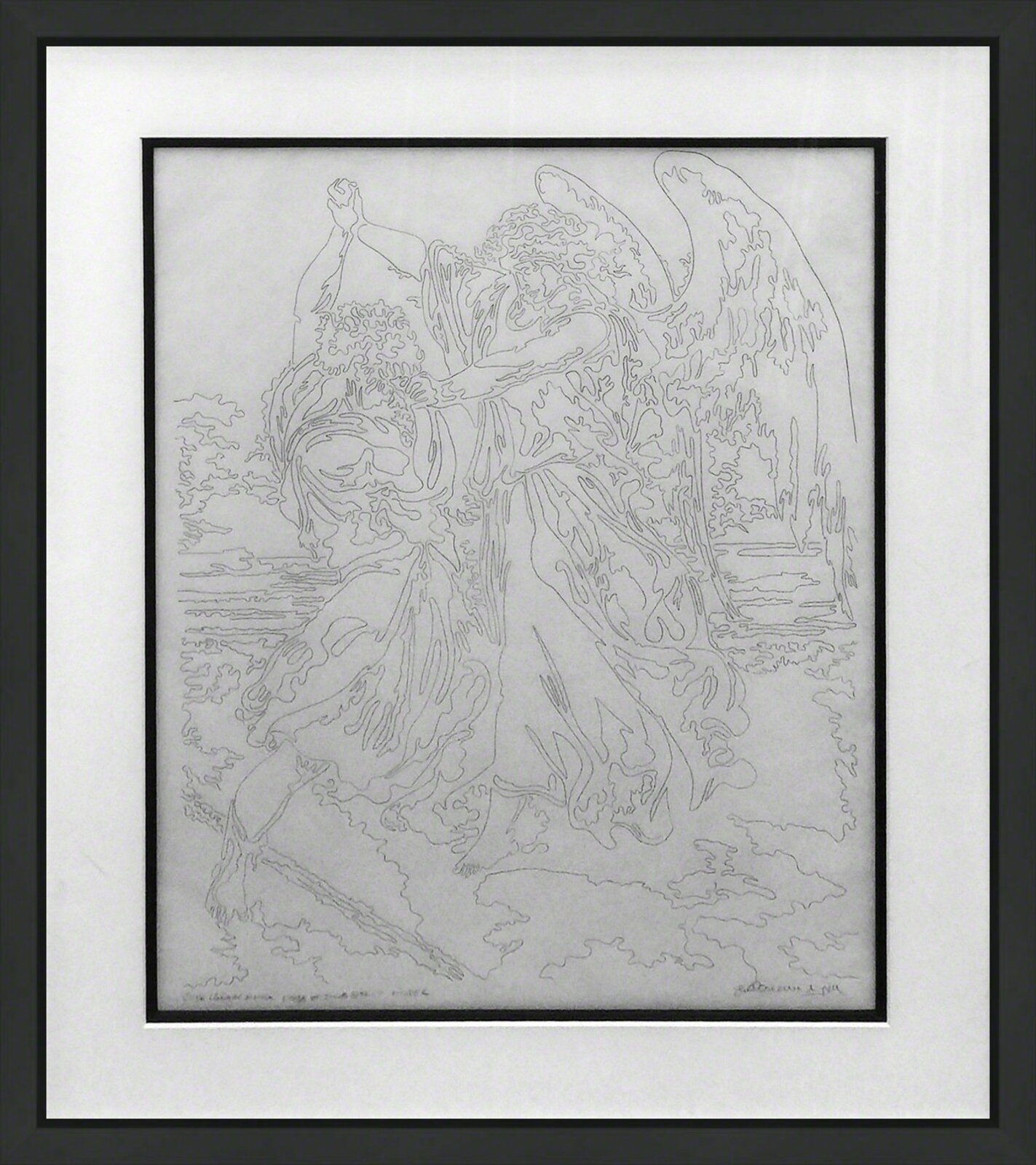 Etude Lineaire D. Dore L'ange Et Jacob 1997 Etude C by Guillaume A. Azoulay, 1997