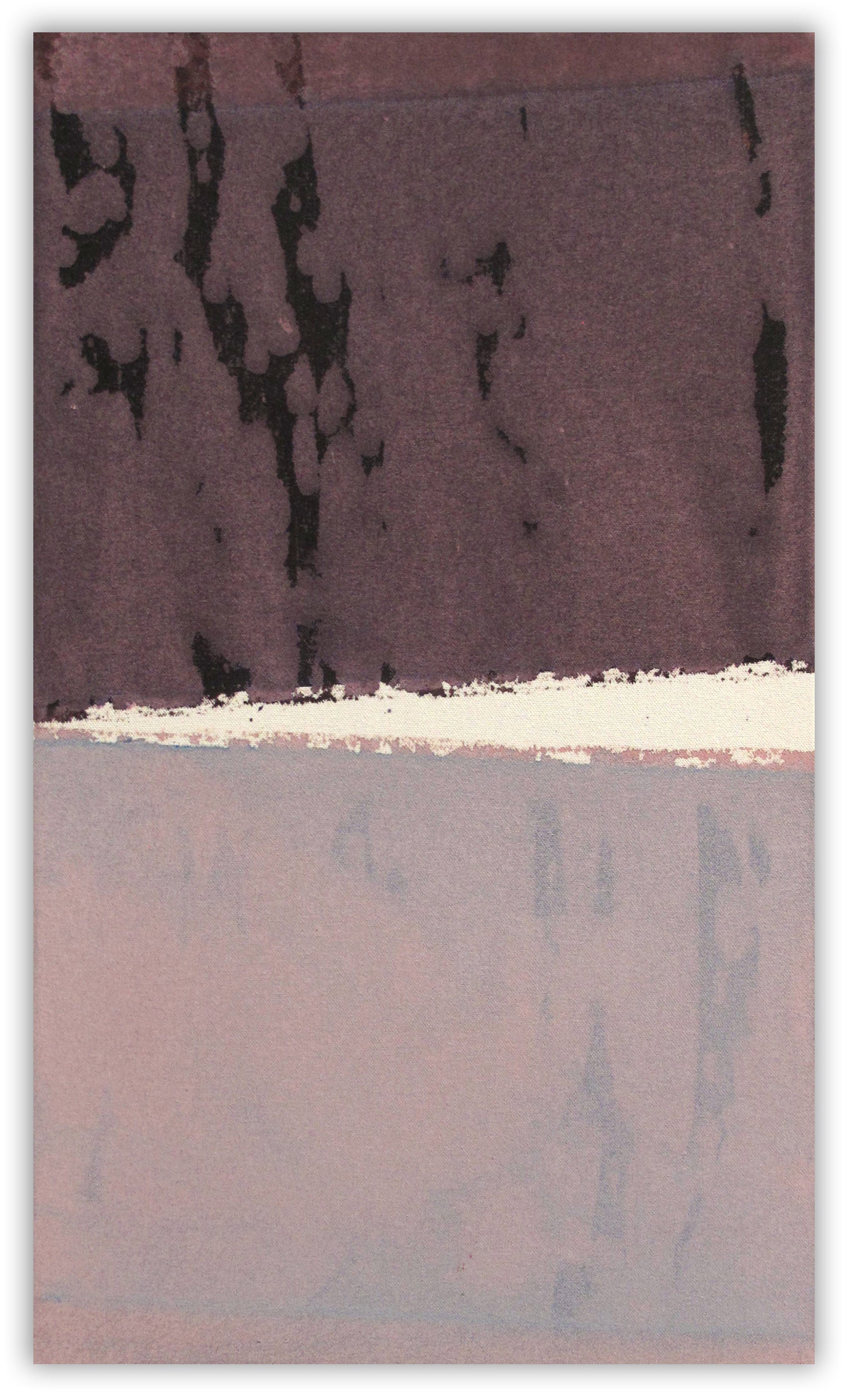 A piece of art that is on a white surface.