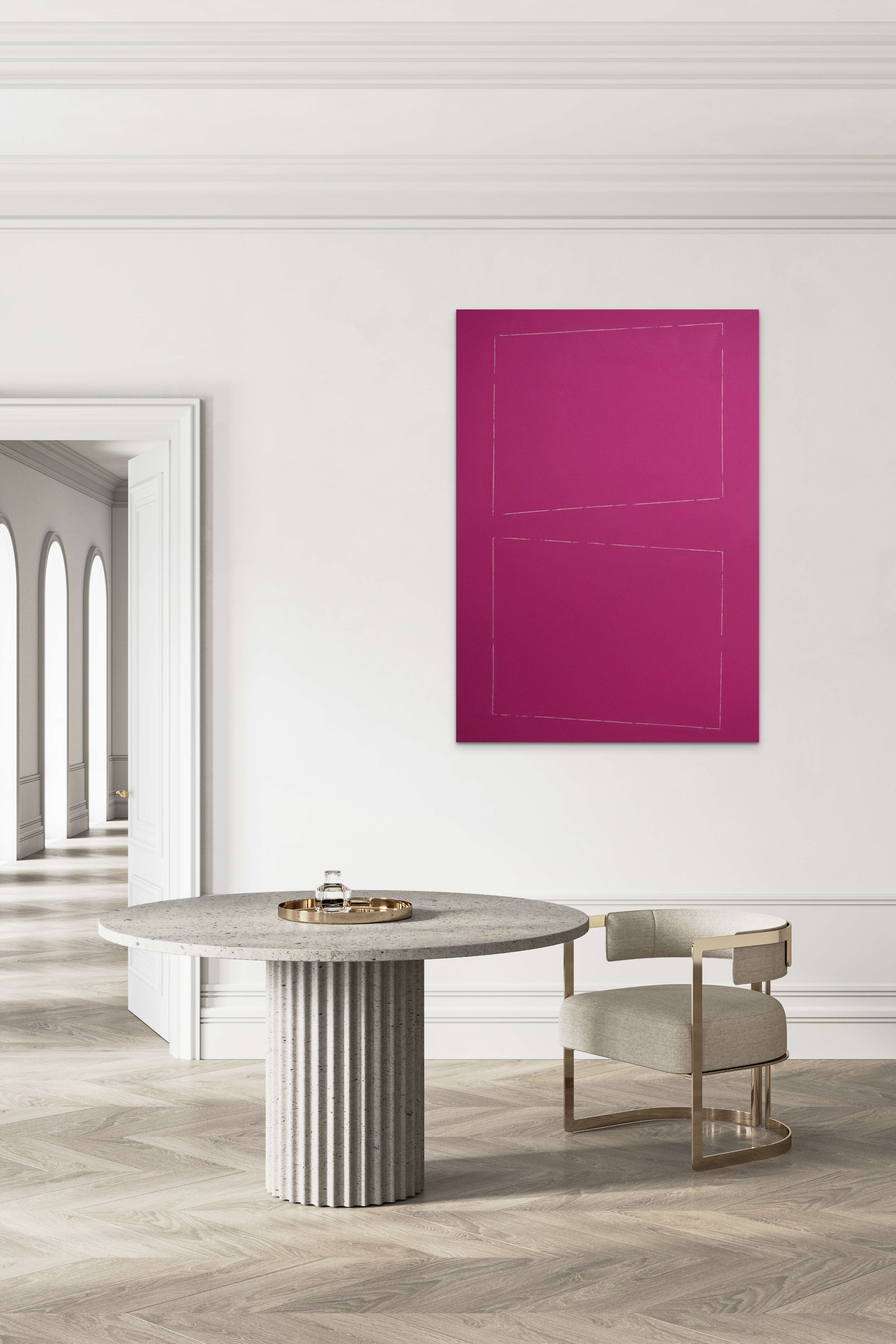 Artwork by Guillaume Moschini, Mono Rose - Serie Juillet 01, Made of Acrylic and ink on canvas 