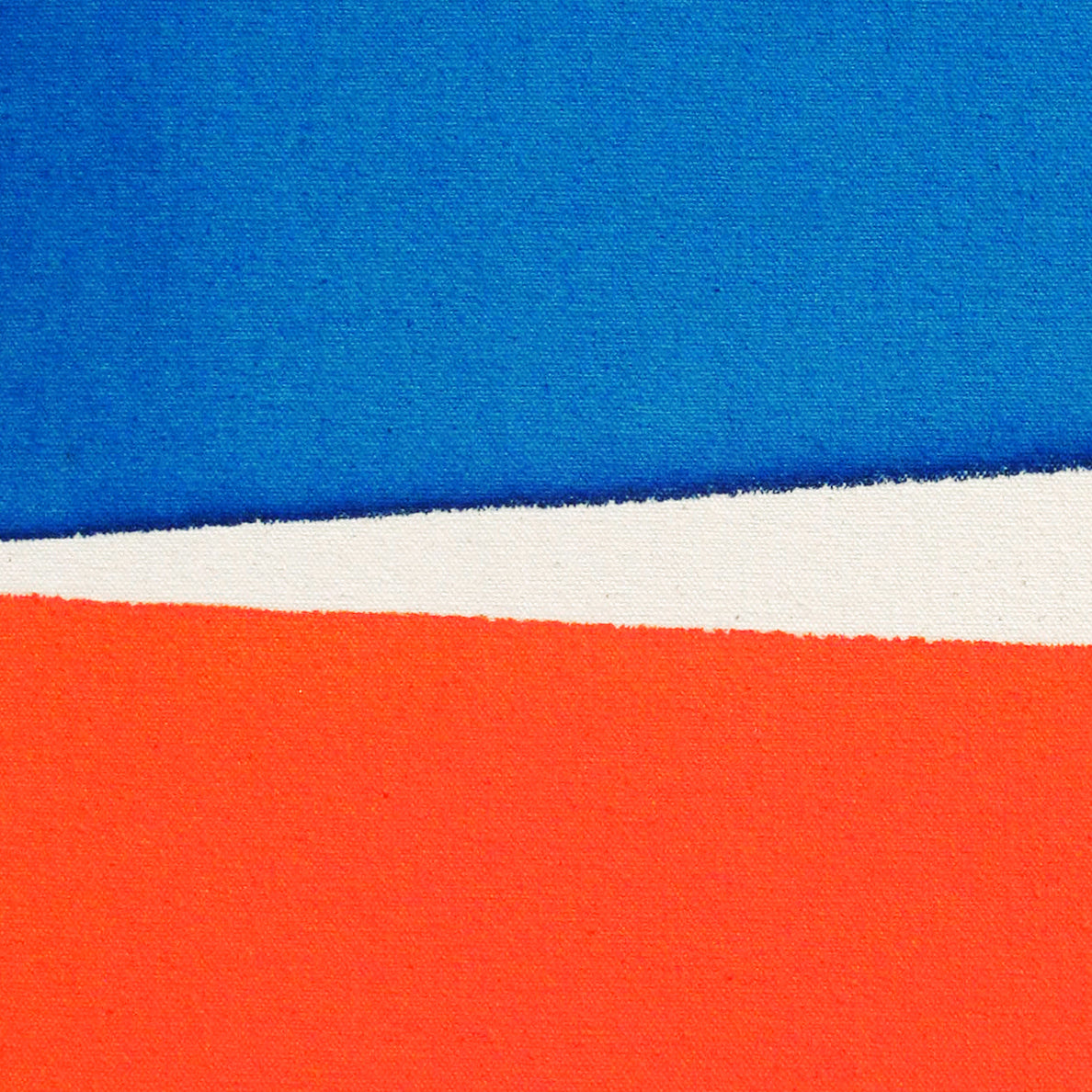 A blue and orange painting on a white background.