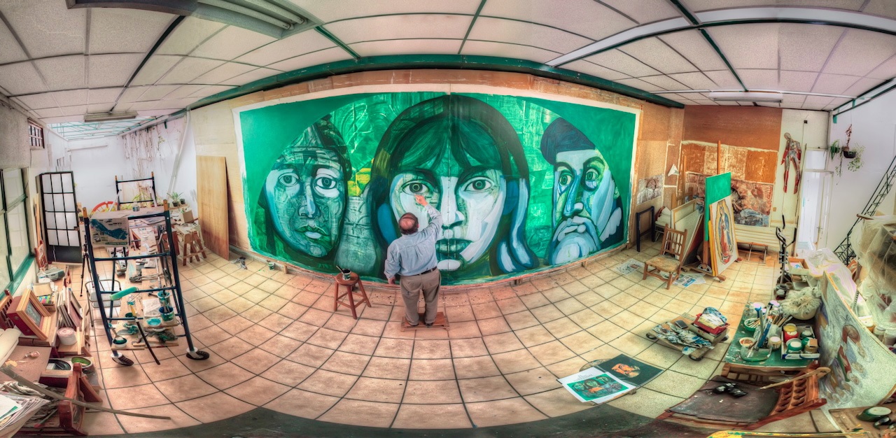 Artwork by Guillermo Ceniceros, Study for a mural, Made of Oil On Panel 