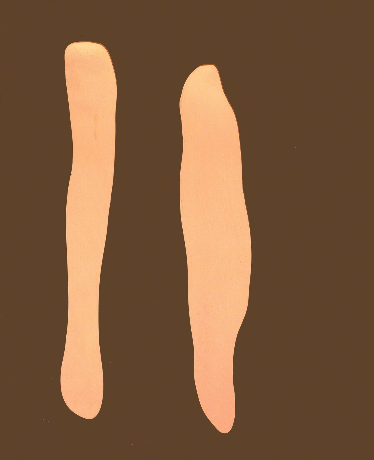 A pair of bare feet on a brown background.