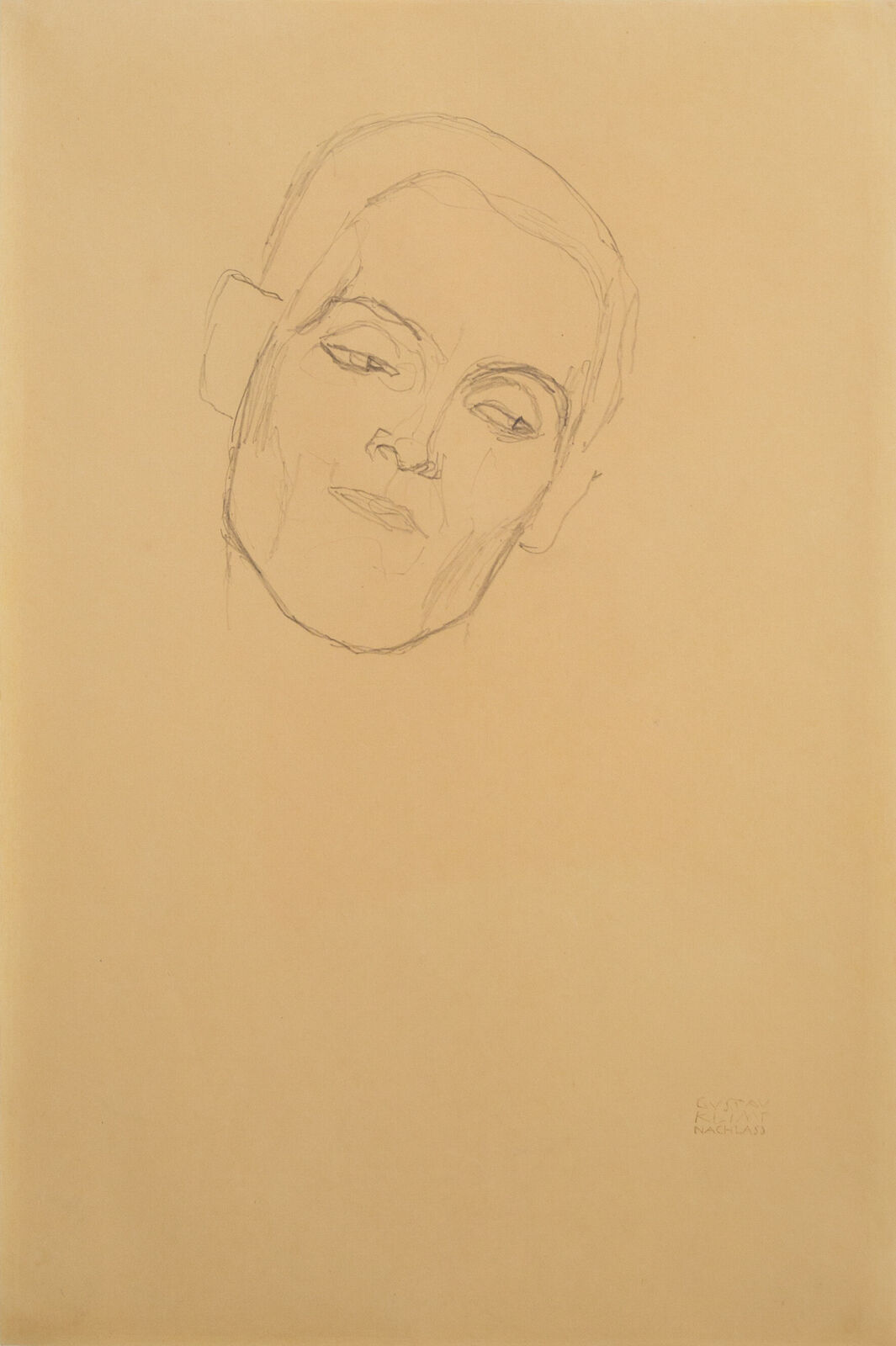 Inclined Male Head to the Right by Gustav Klimt, 1916-1917