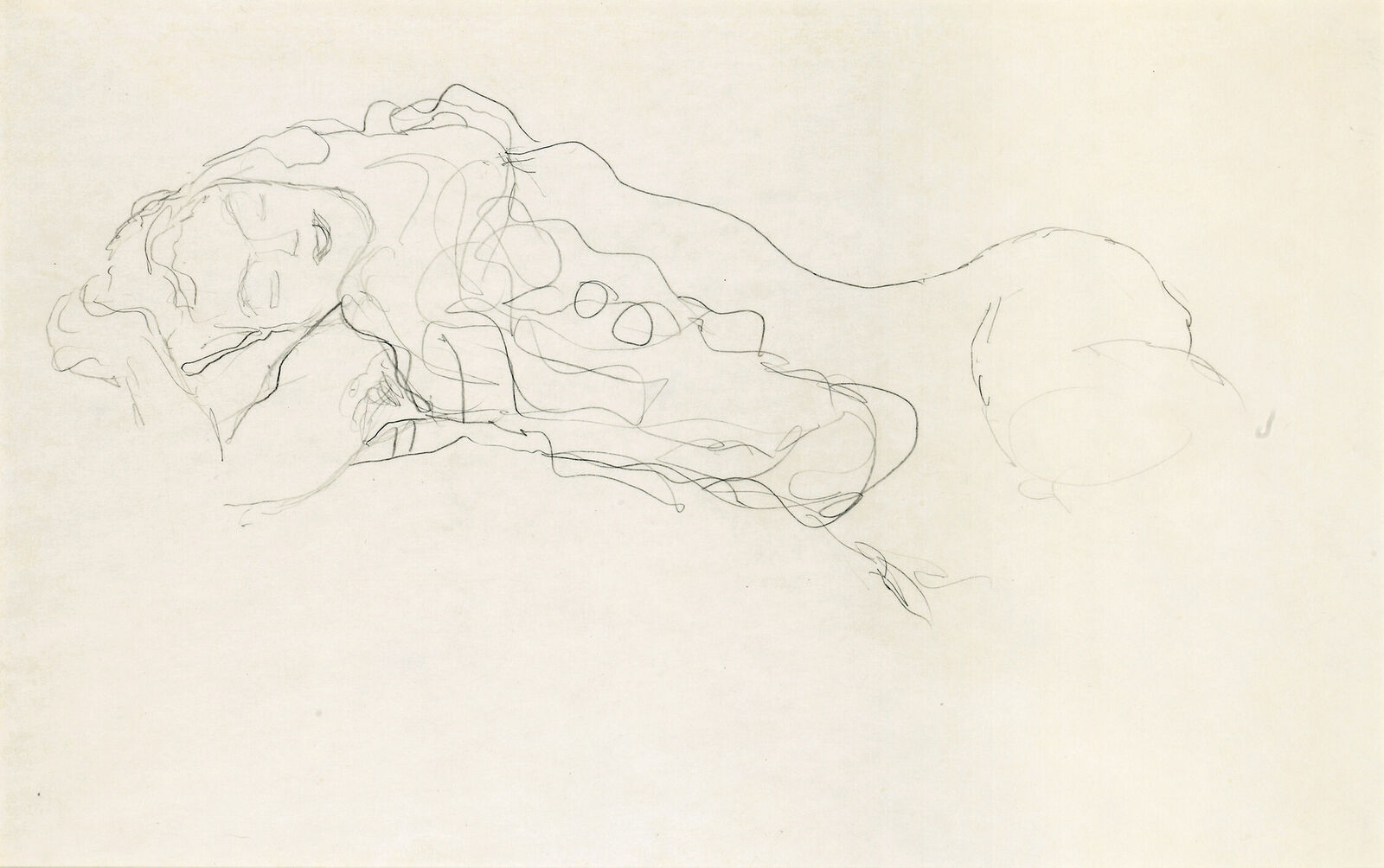 Reclining Semi-Nude to the Left by Gustav Klimt, 1917/1918