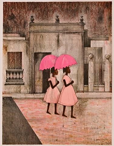 Ninas con paraguas by Gustavo Montoya, 1984