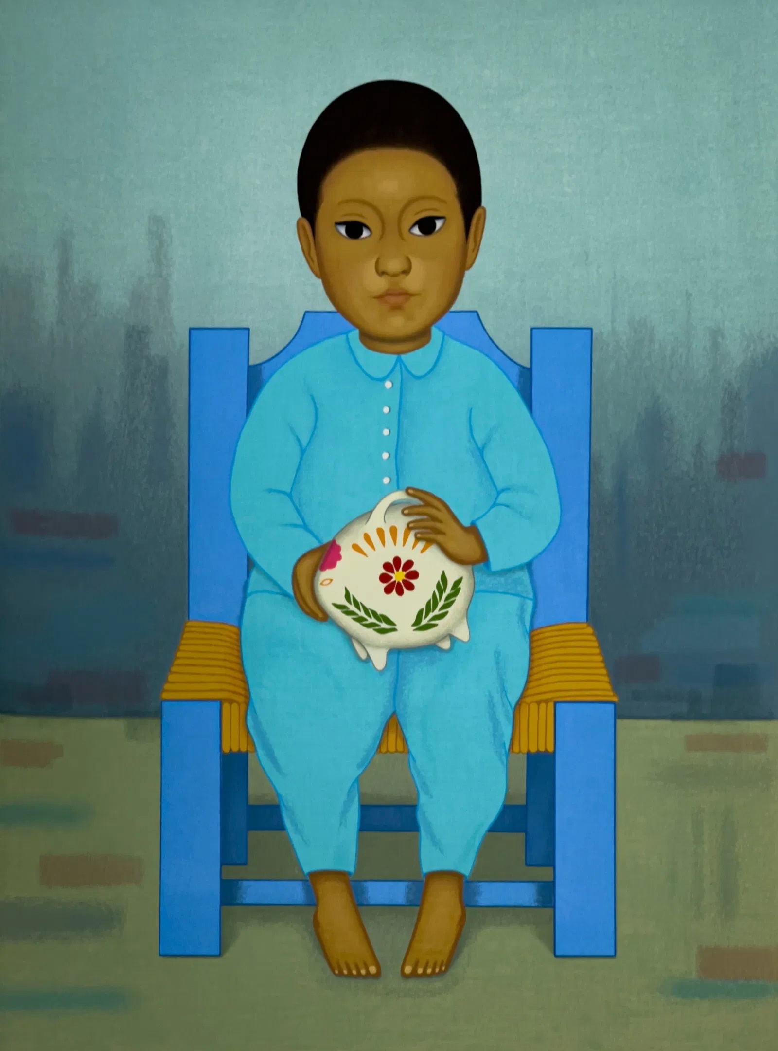 Nino con cochinito by Gustavo Montoya, 1985
