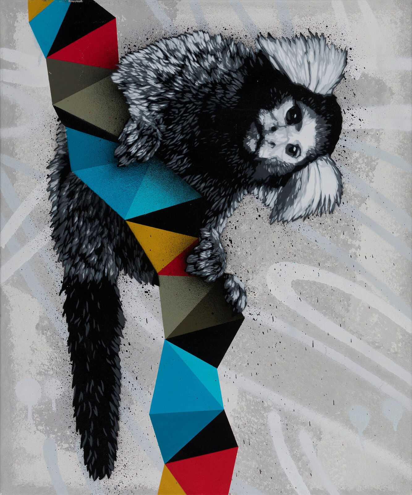 A painting of a monkey on a piece of paper.