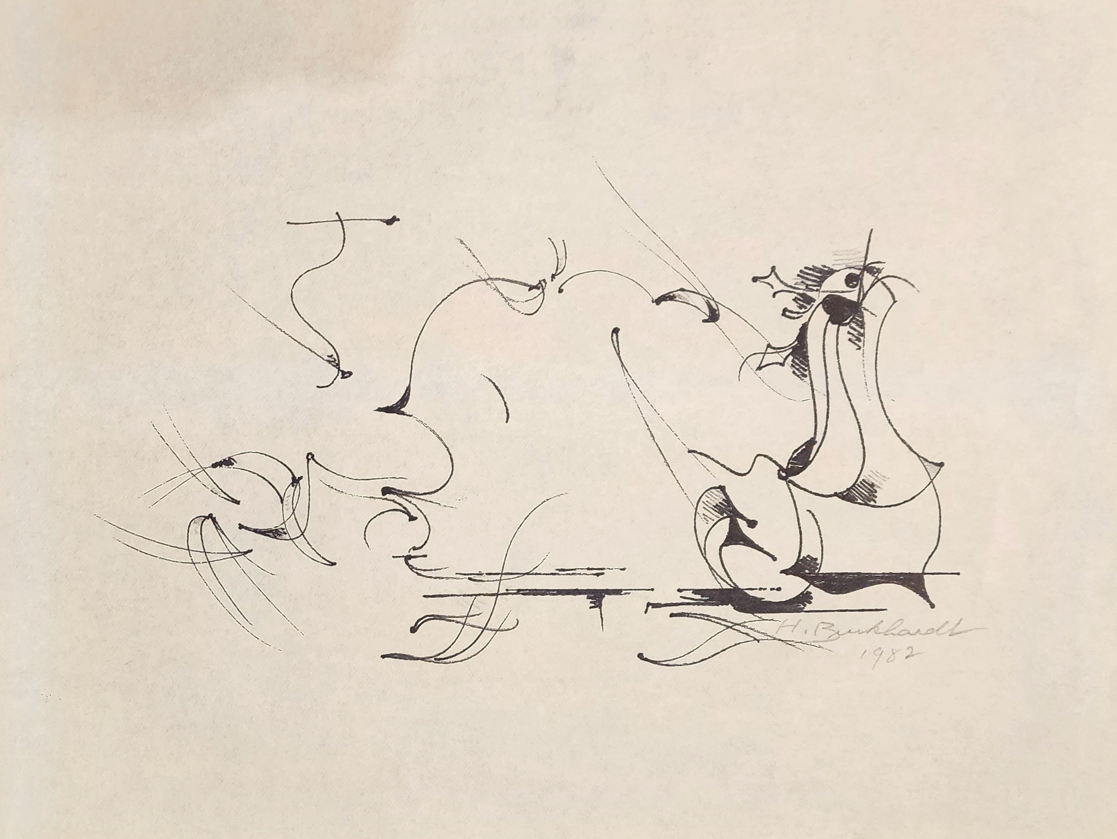 A black and white drawing of a woman playing a violin.