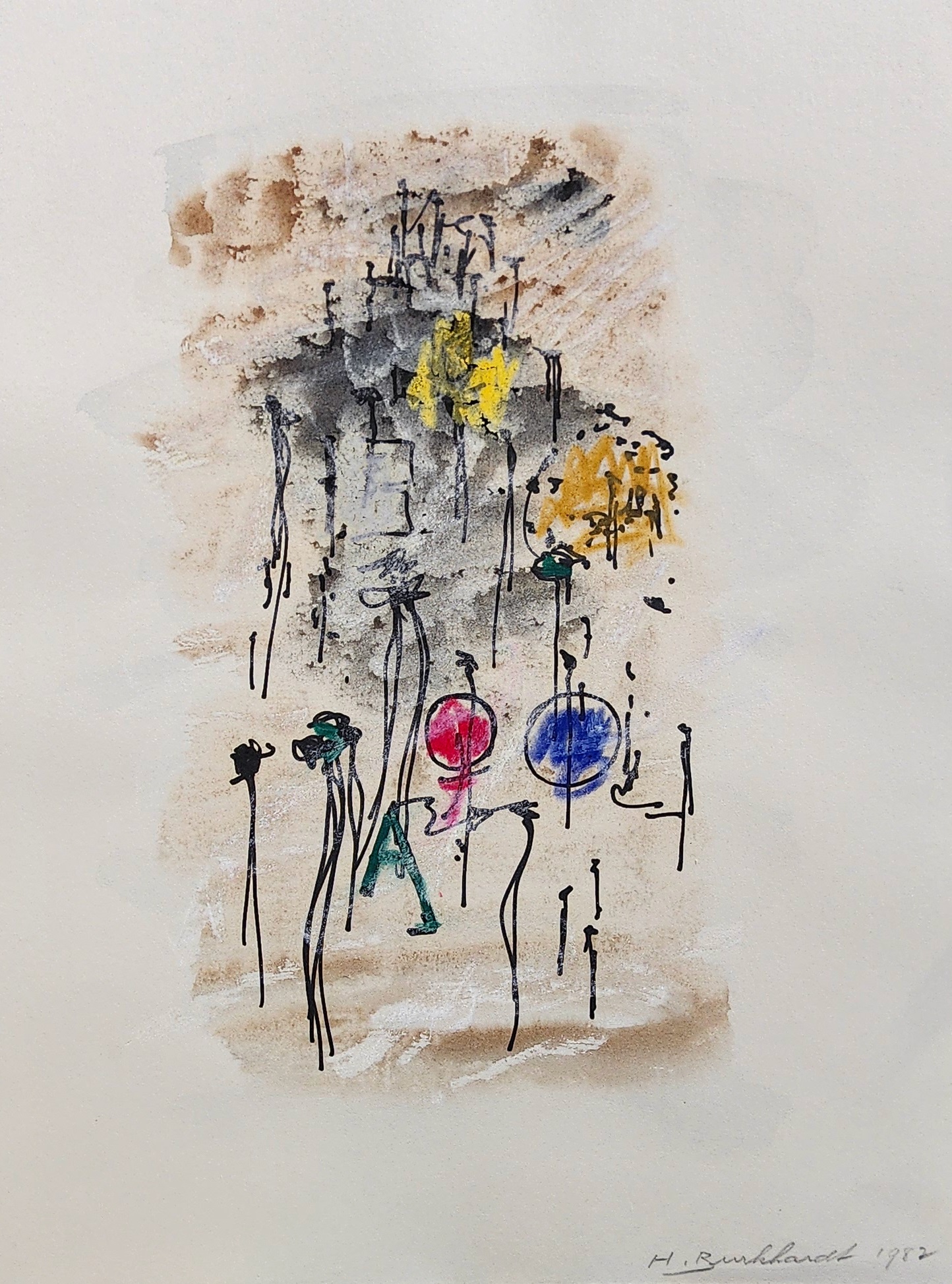 A painting of a group of people walking down a street.