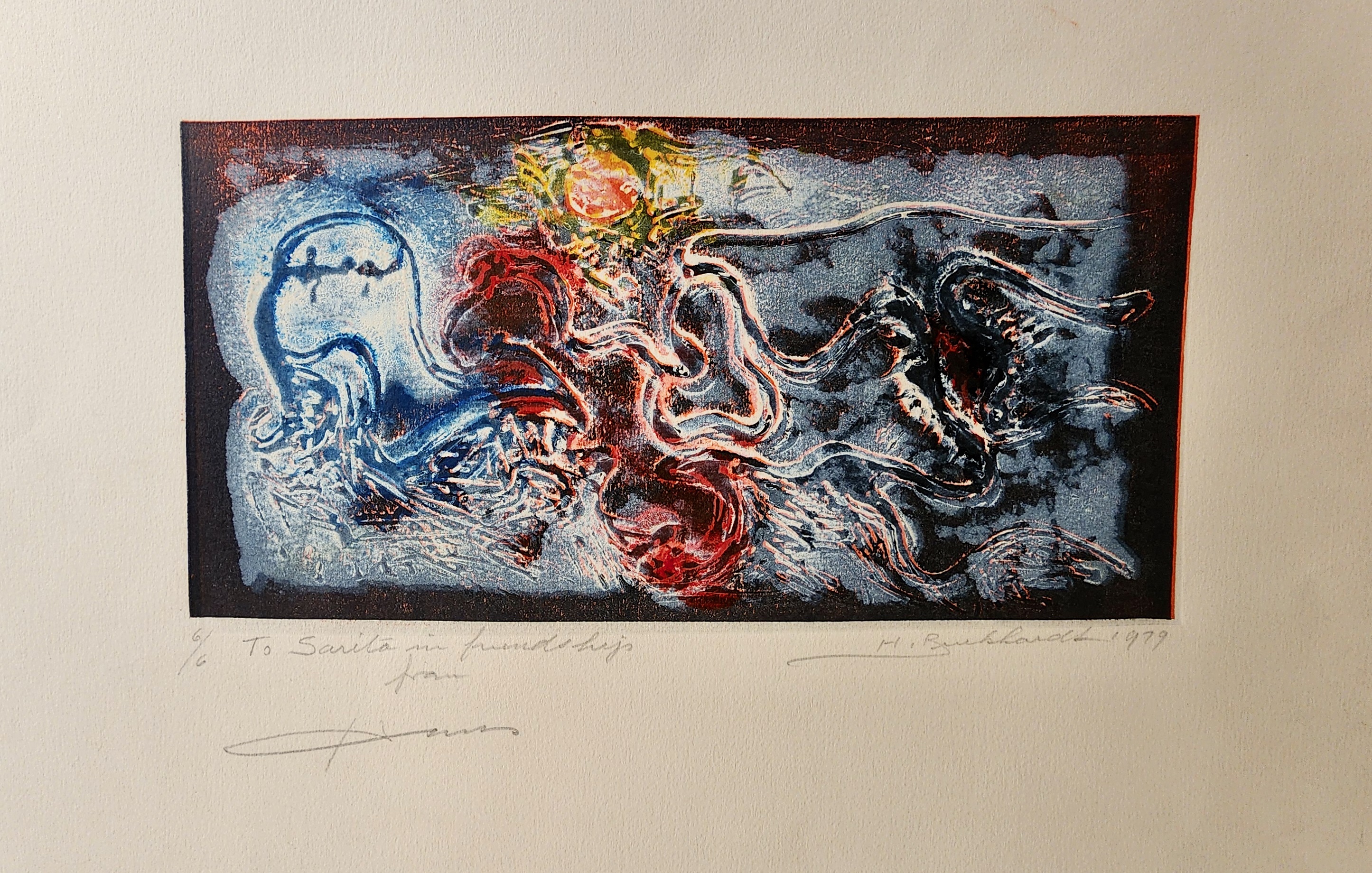 A painting of a woman with a flower in her hair.