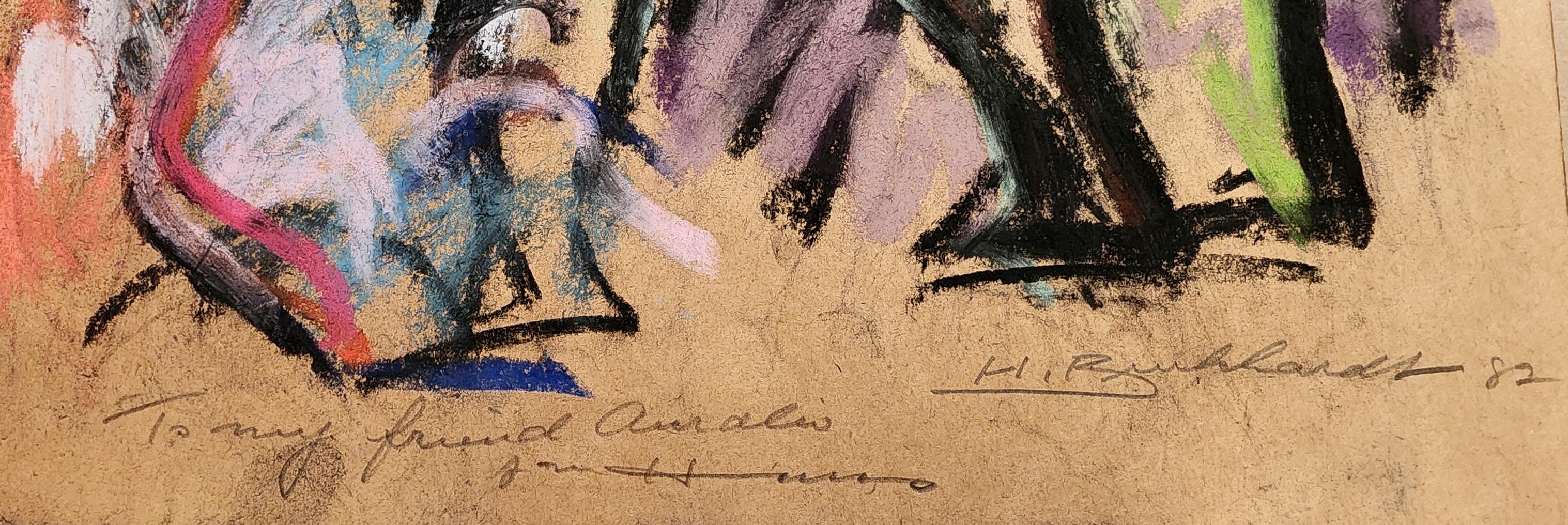 A painting of a man and a woman standing next to each other.