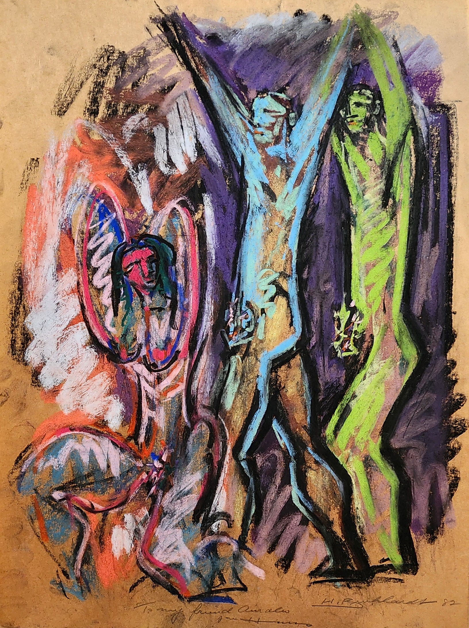 A painting of a man and a woman standing next to each other.